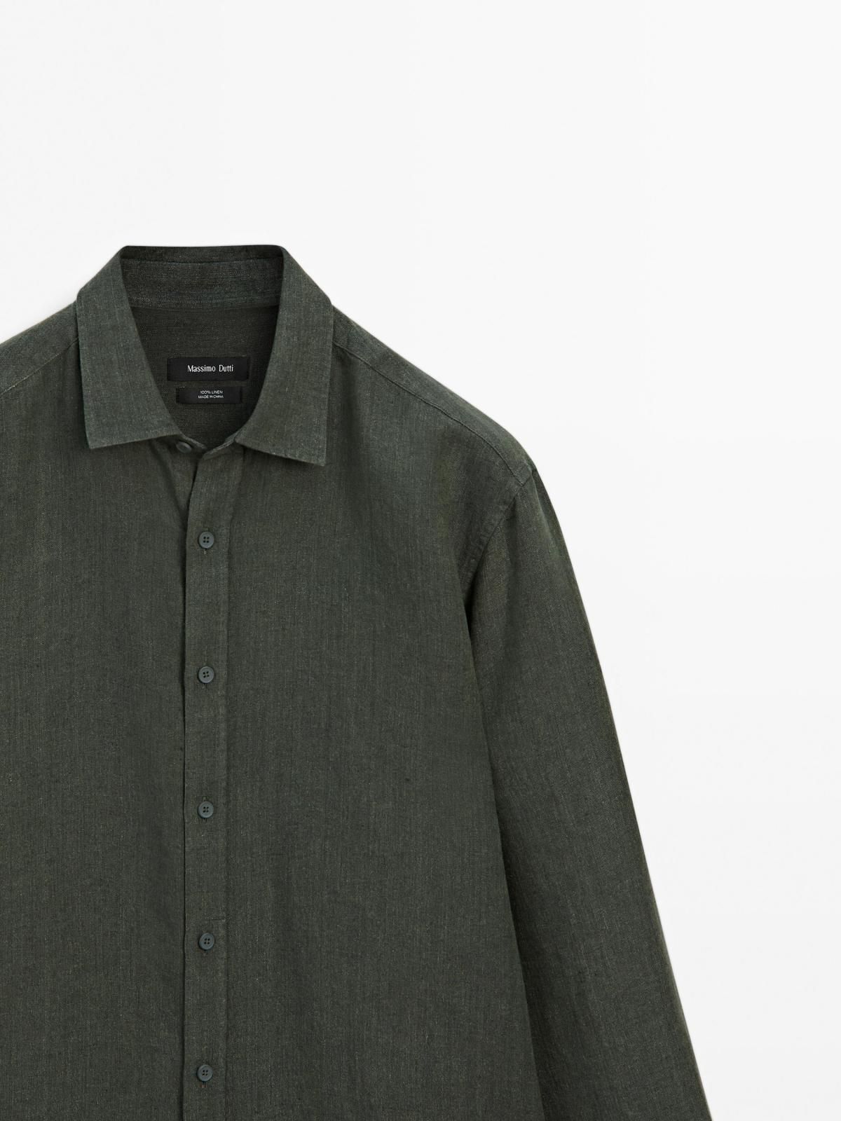마시모두띠 리넨 레귤러핏 페이드 긴팔 셔츠 0139/729 DARK KHAKI - 상세 이미지 2