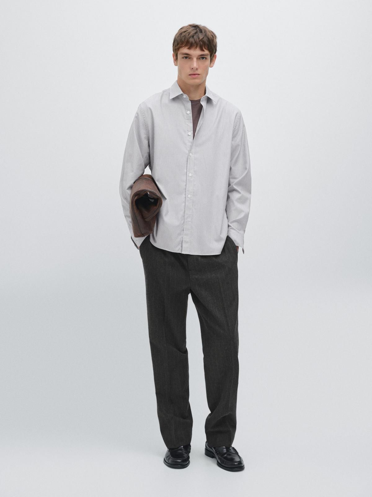 마시모두띠 클래식 스트라이프 멜란지 레귤러핏 긴팔 셔츠 1724/285 GREY - 상세 이미지 2