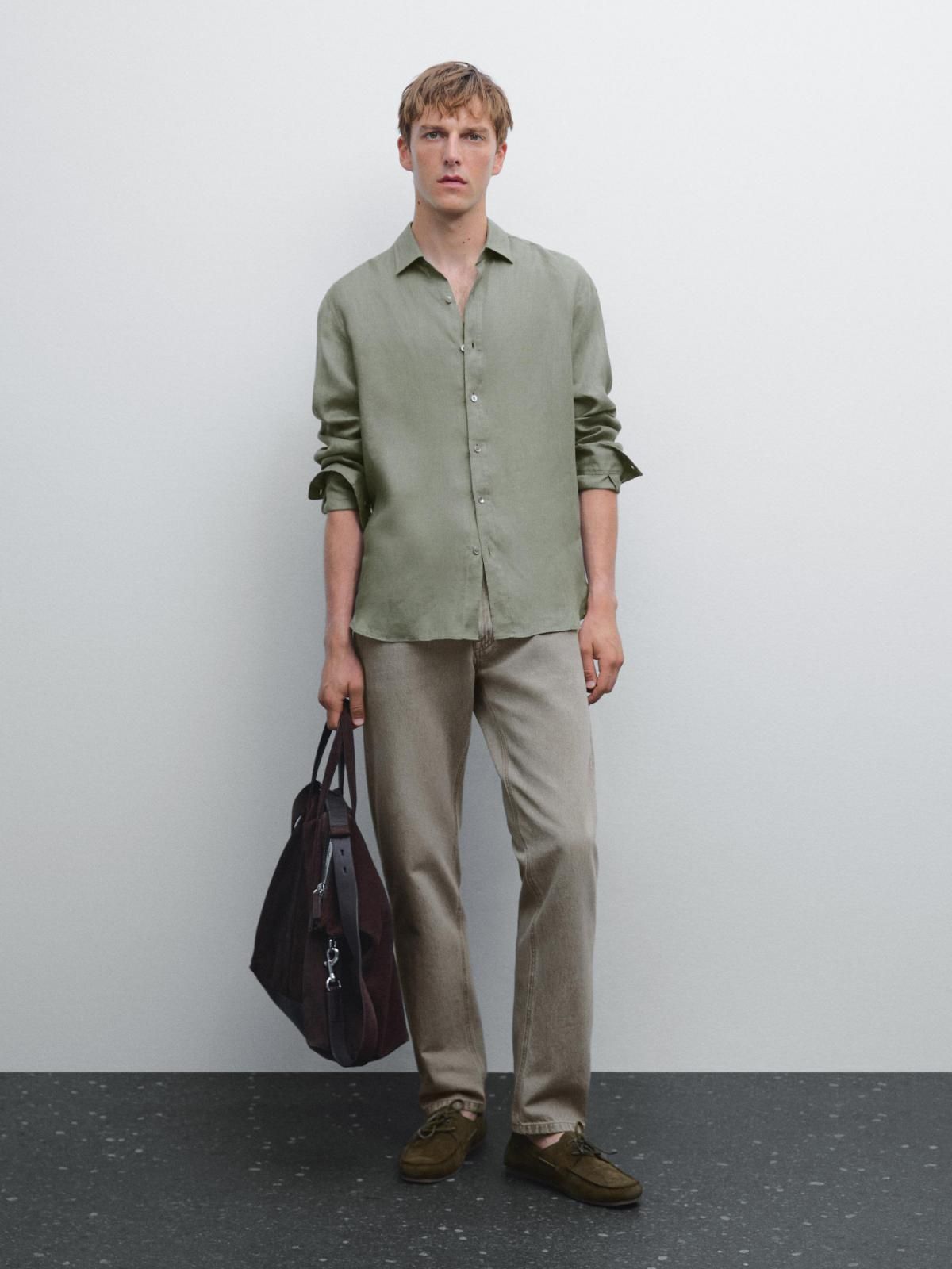 마시모두띠 리넨 레귤러핏 긴팔 셔츠 1793/424 PALE GREEN - 상세 이미지 2