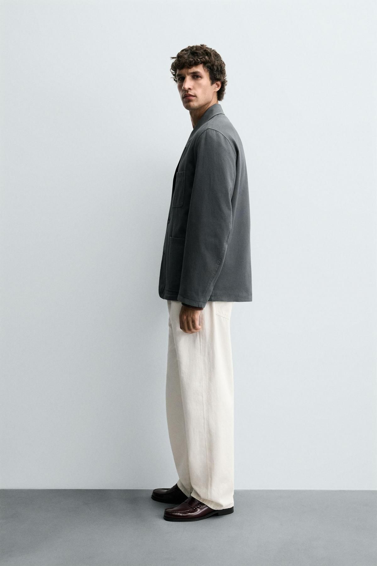 자라 미니멀 릴랙스핏 텍스처 테일러드 재킷 6493/112 ANTHRACITE GREY - 상세 이미지 5
