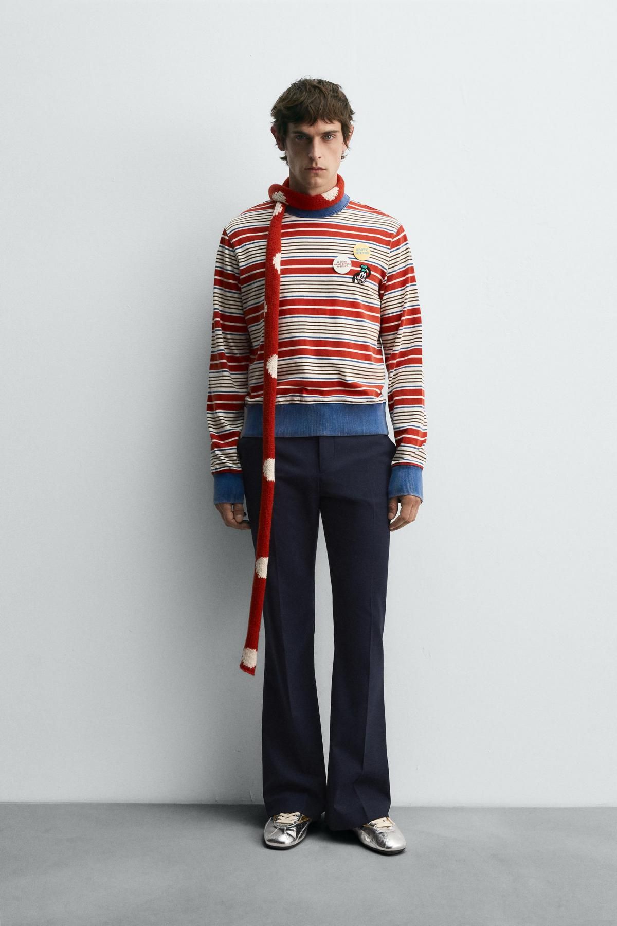 자라 스트라이프 긴팔 티셔츠 X 해리 램버트 디즈니 1887/302 RED/NAVY - 상세 이미지 2