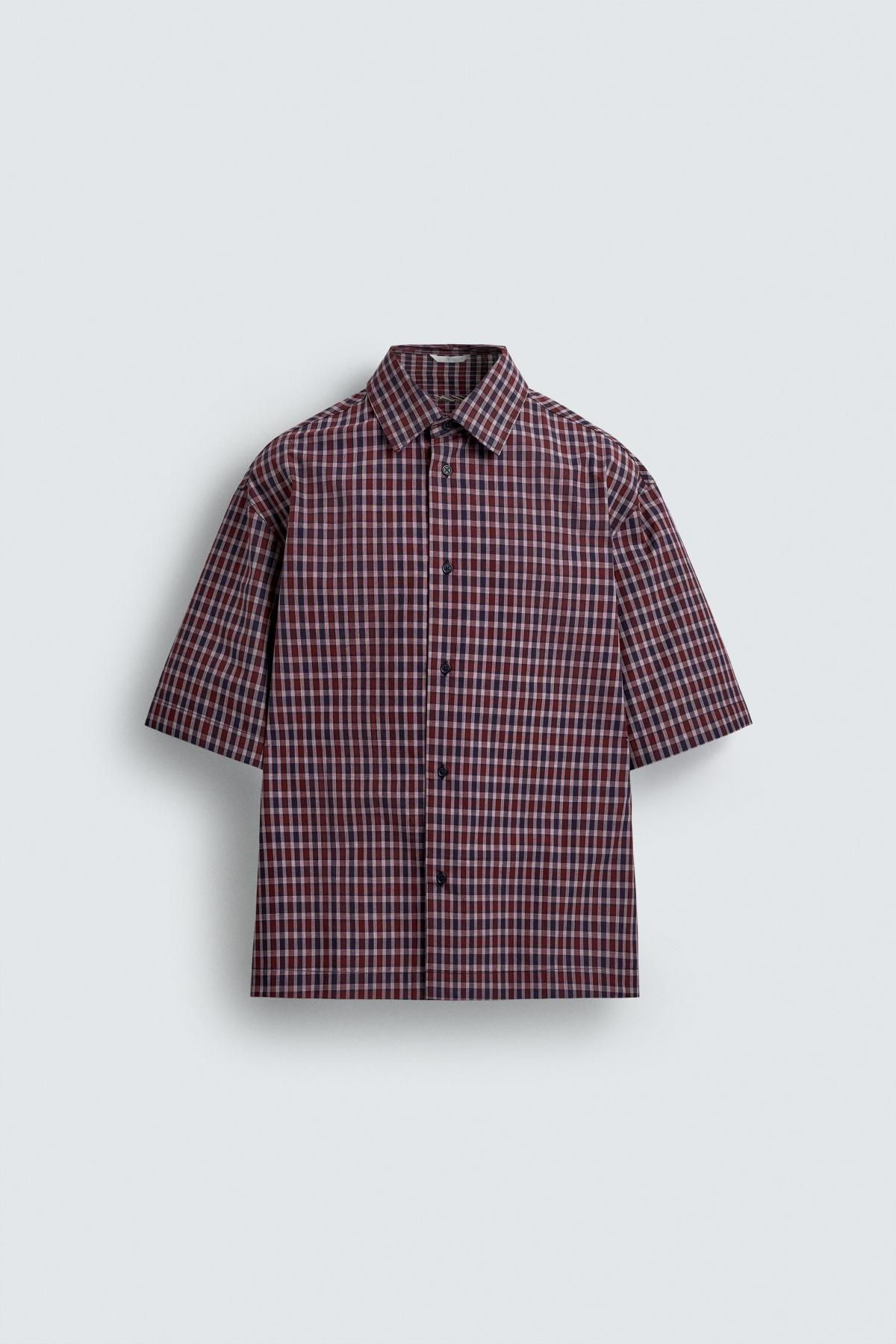 자라 테크니컬 체크 자수 반팔 셔츠 6085/324 MULTICOLOURED - 메인 이미지