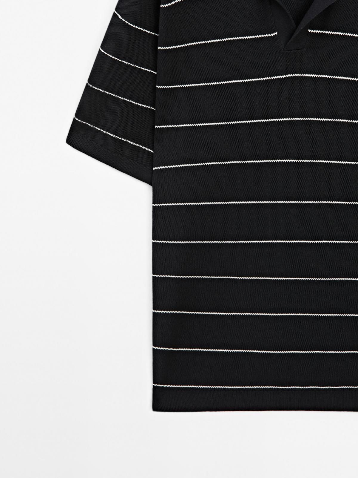 마시모두띠 스트라이프 브이넥 코튼 반팔 폴로셔츠 0967/201 NAVY BLUE - 상세 이미지 4