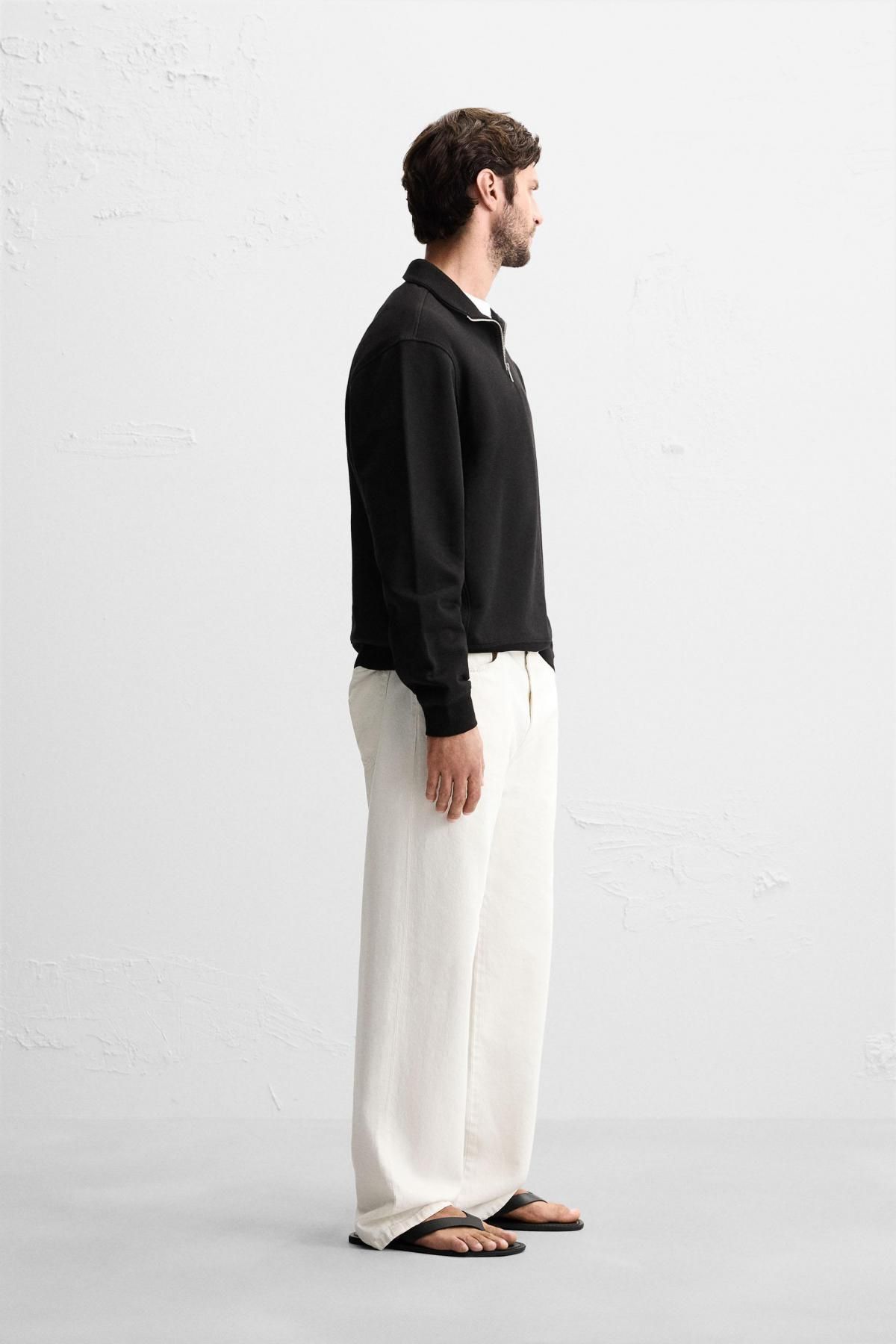 자라 베이직 테크니컬 지퍼넥 스웨트셔츠 0761/311 BLACK - 상세 이미지 5