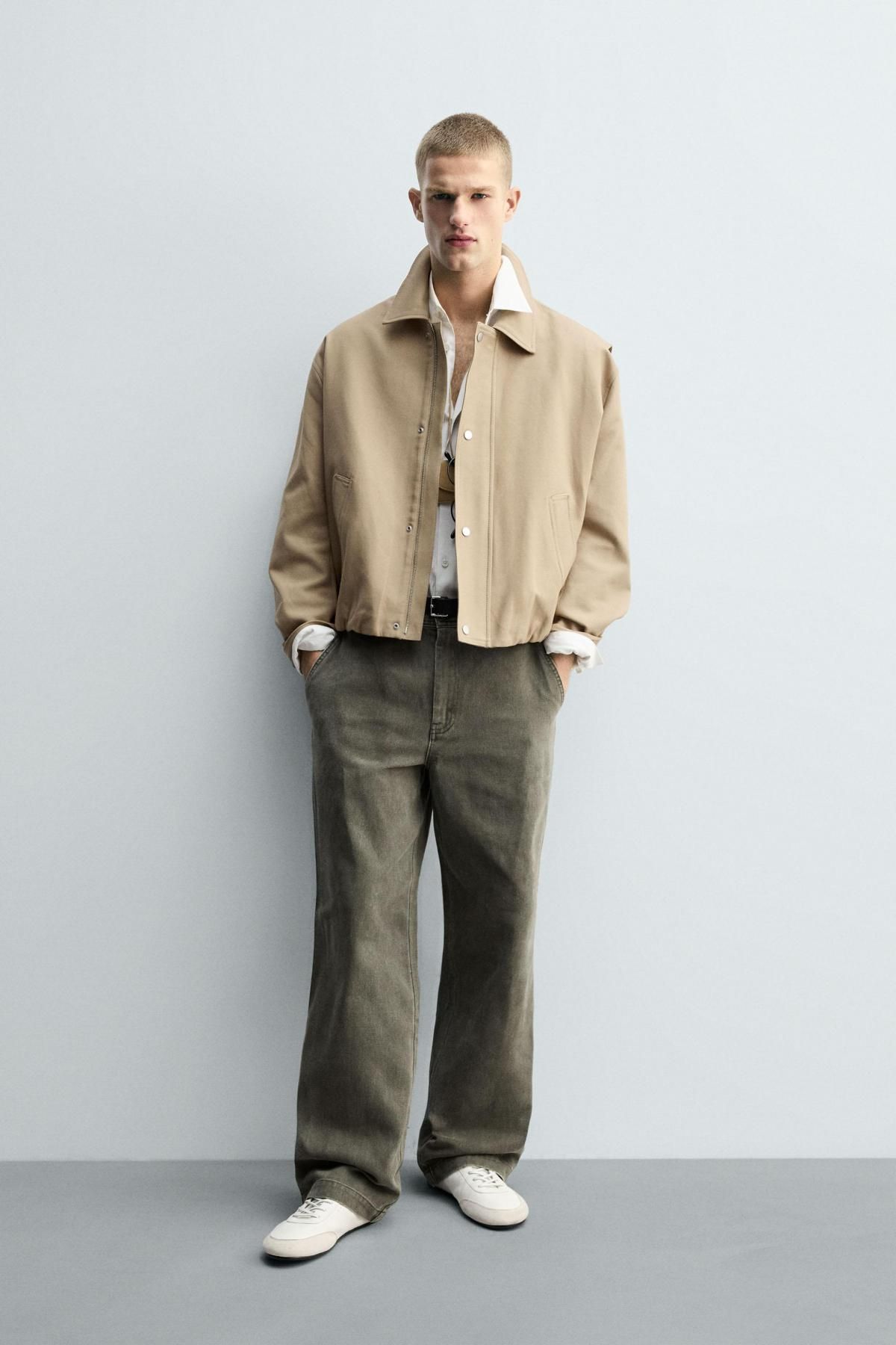 자라 워싱 와이드핏 코튼 와이드 팬츠 8741/310 GREY / TAN - 상세 이미지 2