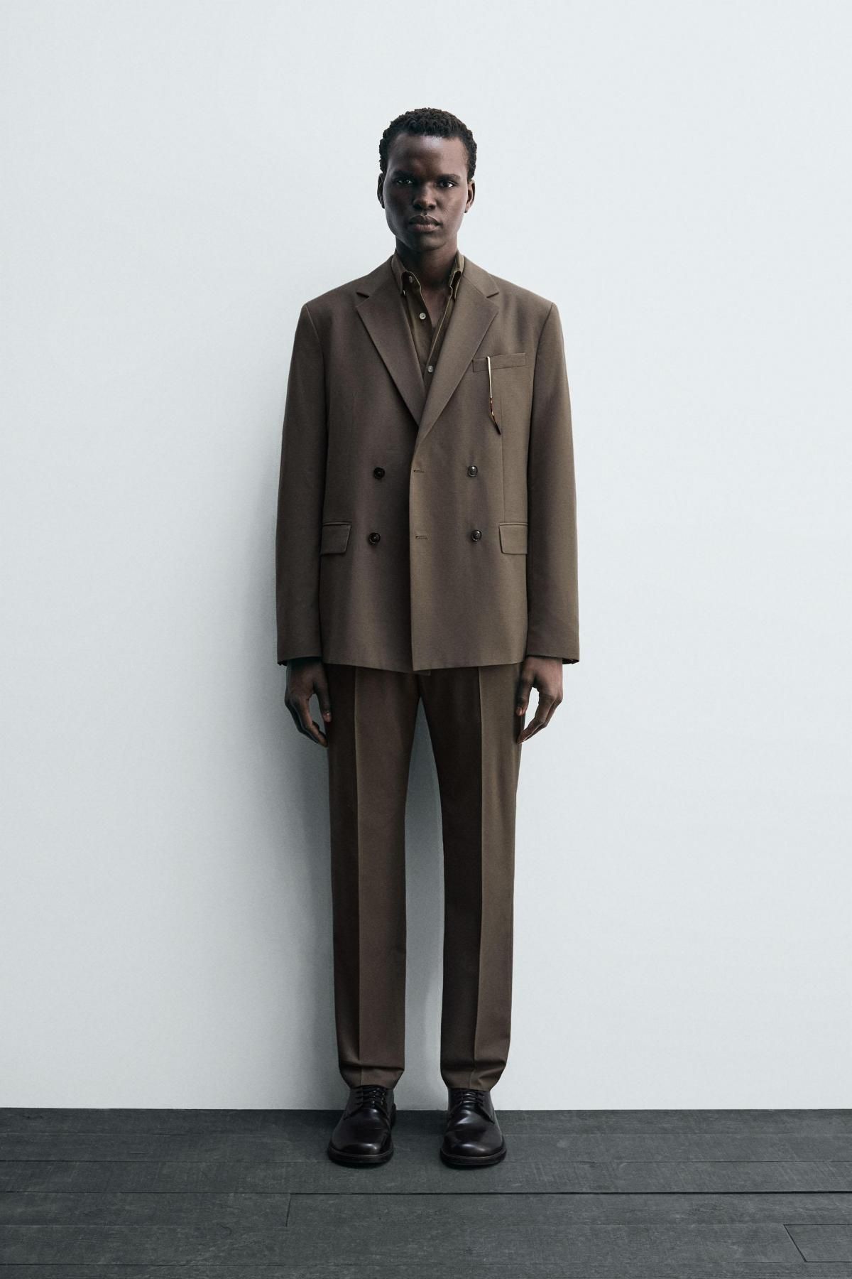 자라 슬림핏 울블렌드 테일러드 정장 팬츠 1564/361 TAUPE GREY - 상세 이미지 2