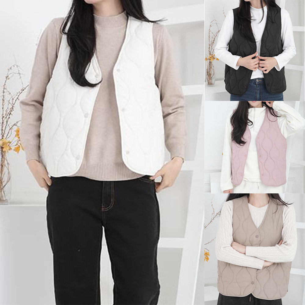 간절기 누빔 조끼 여성 경량 심플 보온 패션 패딩 - 상품 이미지