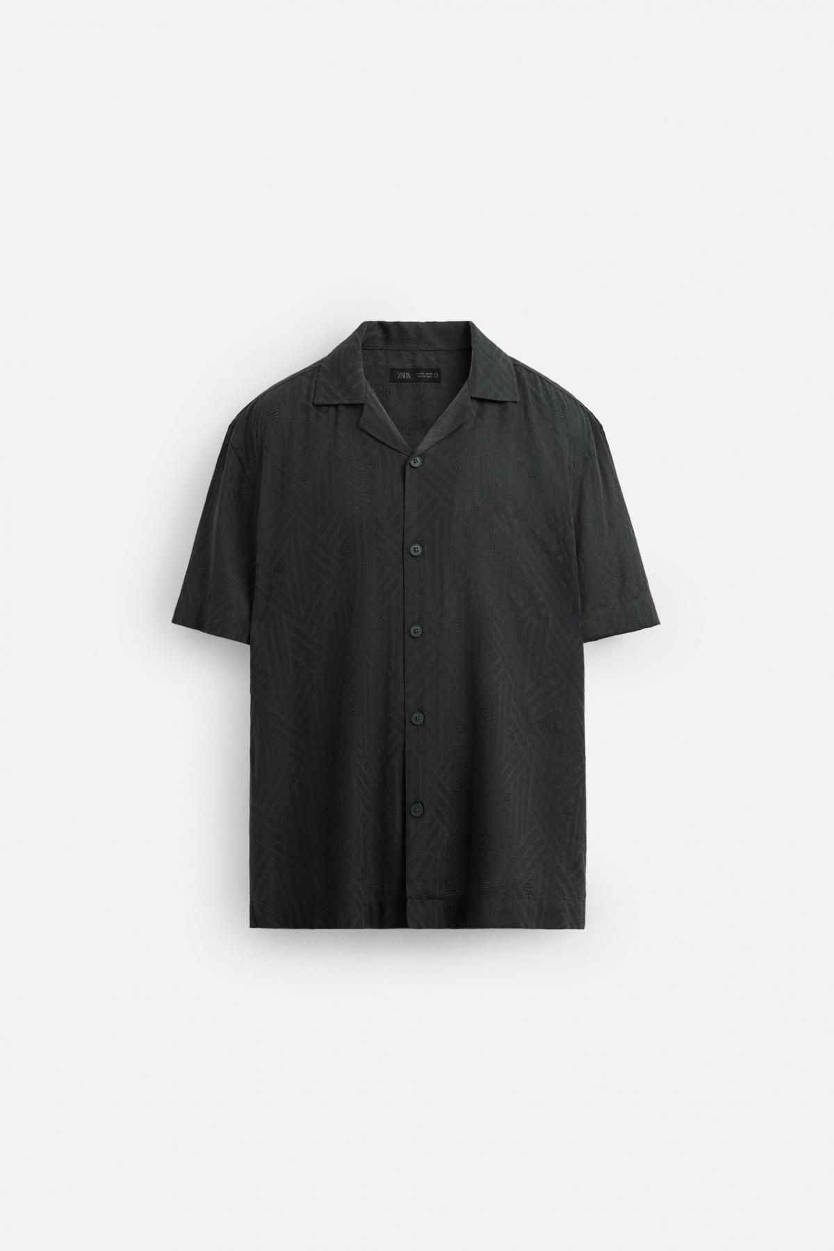 자라 지오메트릭 자카드 반팔 셔츠 1450/301 ANTHRACITE GREY - 메인 이미지