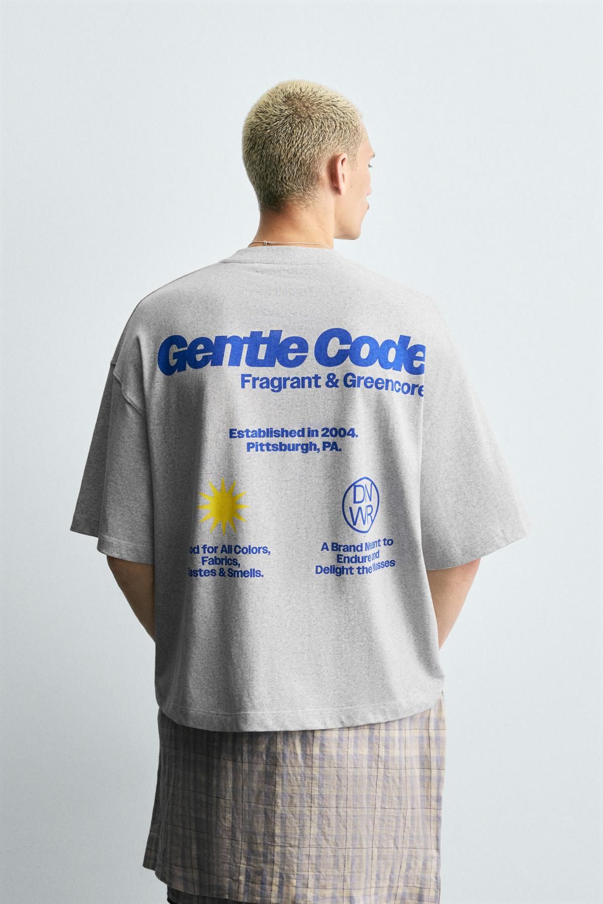 자라 프린트 오버핏 라운드 반팔 티셔츠 6224/387 GREY MARL - 상세 이미지 4