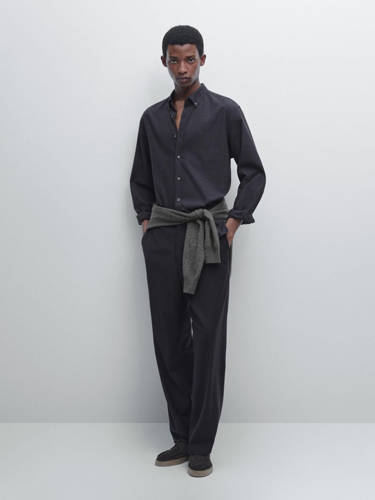 마시모두띠 멜란지 레귤러핏 옥스포드 긴팔 셔츠 1765/263 NAVY BLUE - 상세 이미지 2