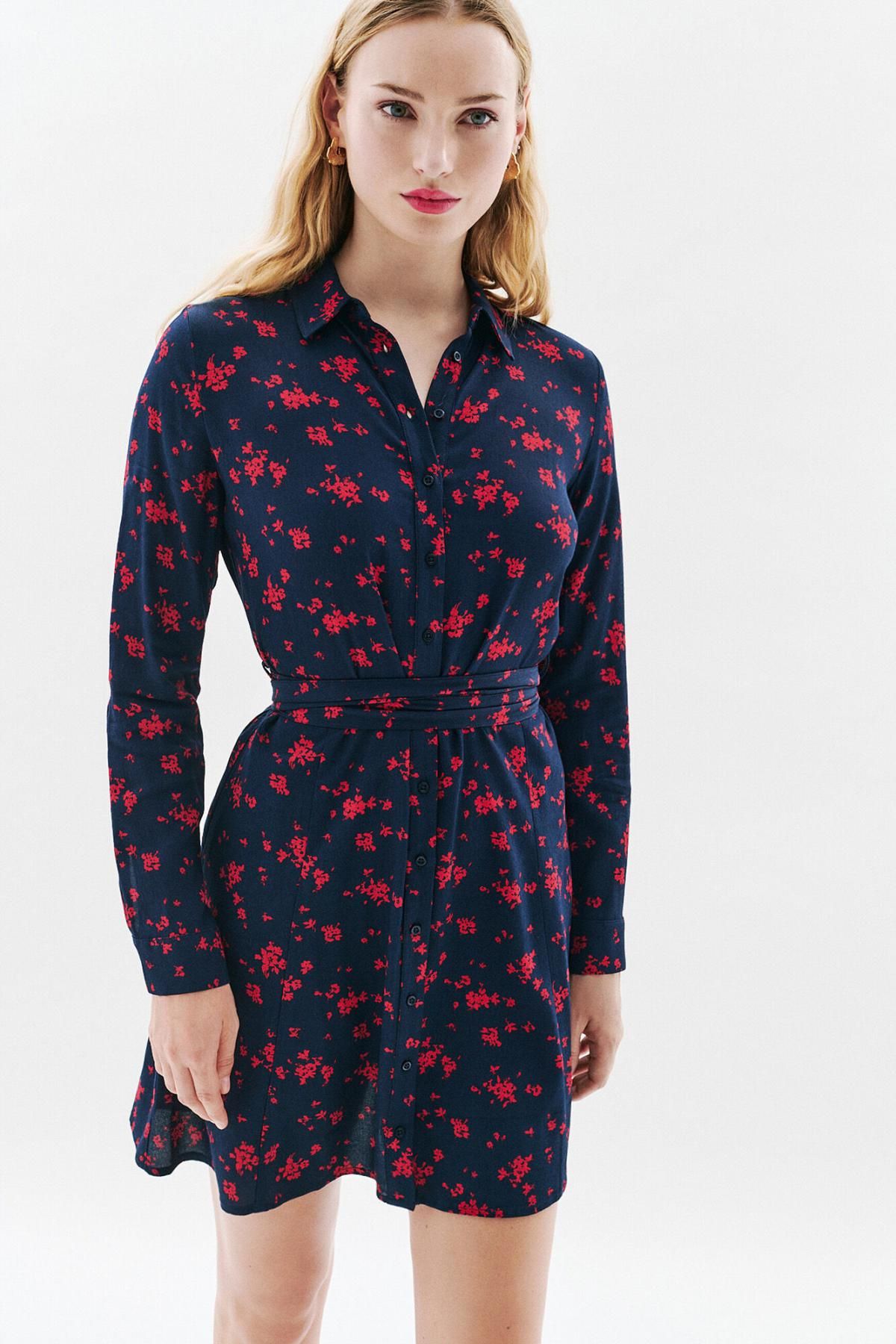 카롤 플로럴 비스코스 미니 셔츠 원피스 6442335 AZUL MARINO - 상품 이미지