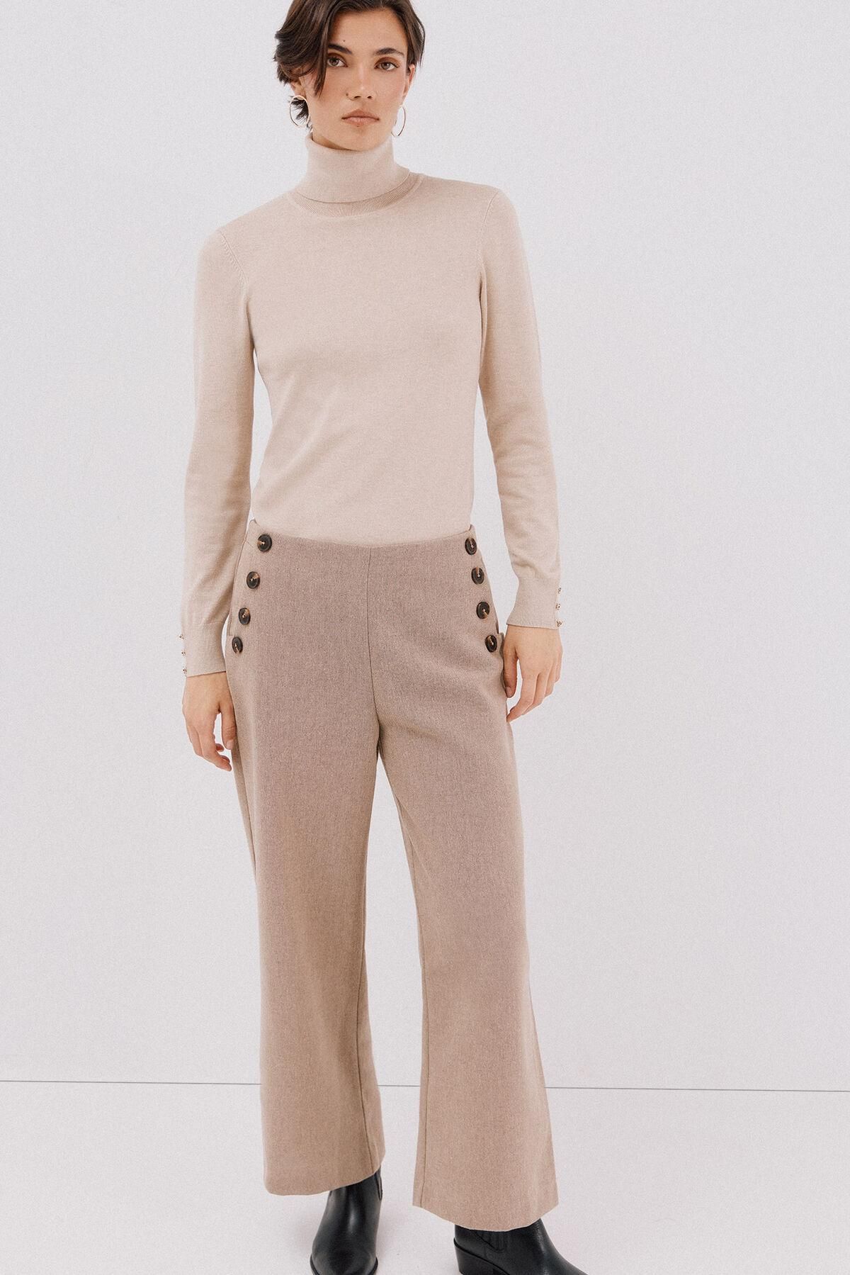 꼬르떼피엘 골드버튼 크롭 와이드 팬츠 8722336 ESTAMPADO BEIGE - 상세 이미지 2