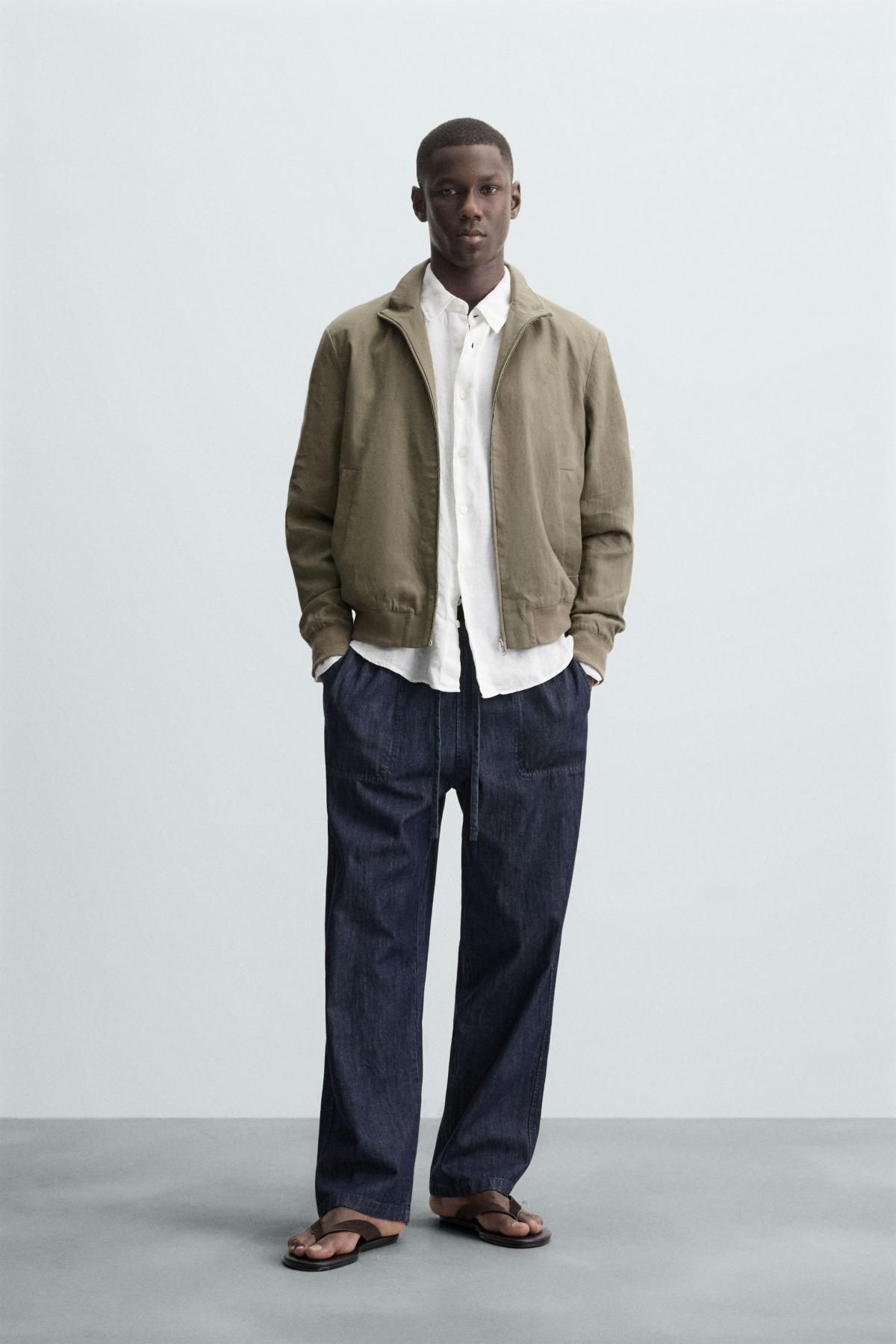 자라 린넨 테크니컬 봄버 재킷 4410/007 LIGHT KHAKI - 상세 이미지 2