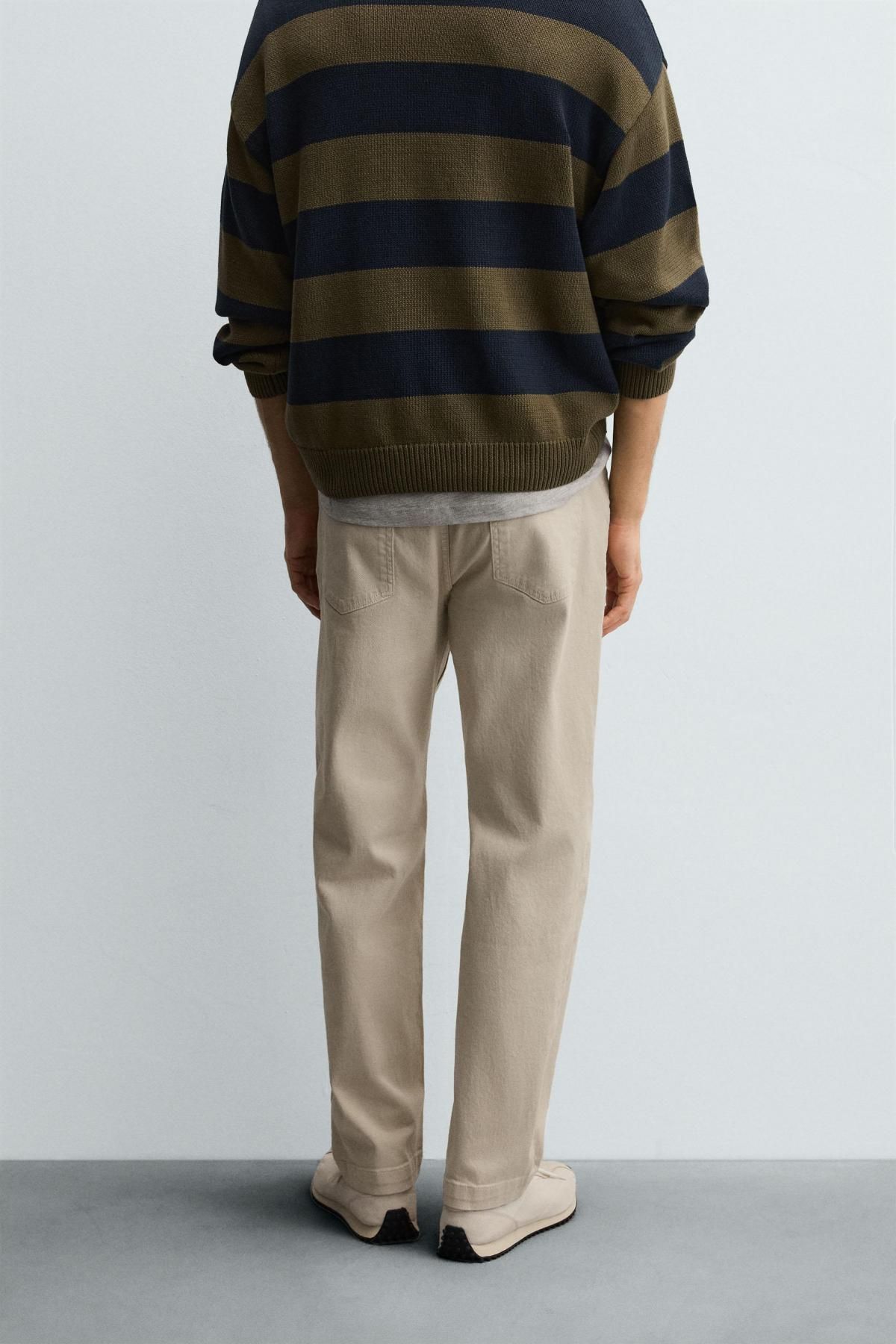 자라 베이직 스트레치 코튼 스트레이트 팬츠 2342/301 ECRU - 상세 이미지 3