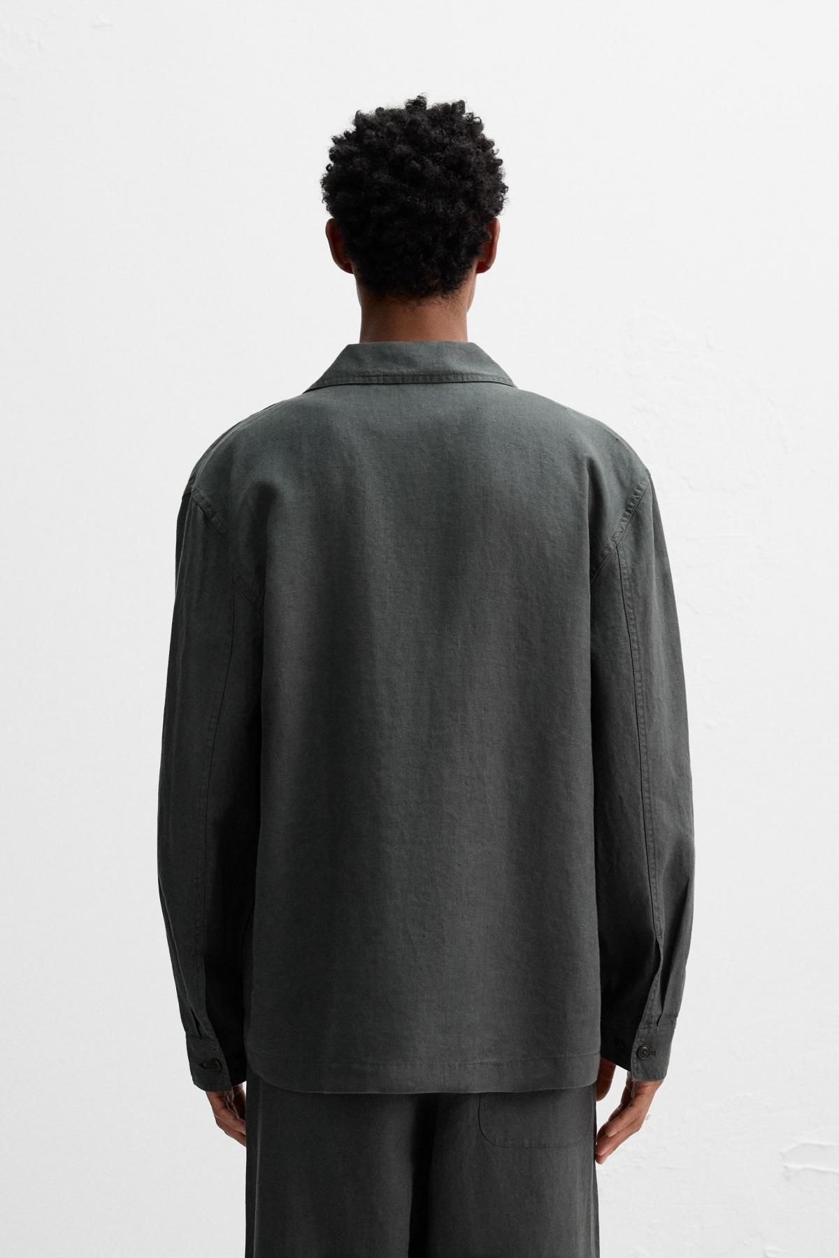 자라 오가닉 텍스처 릴랙스핏 헴프 오버셔츠 5344/411 ANTHRACITE GREY - 상세 이미지 4