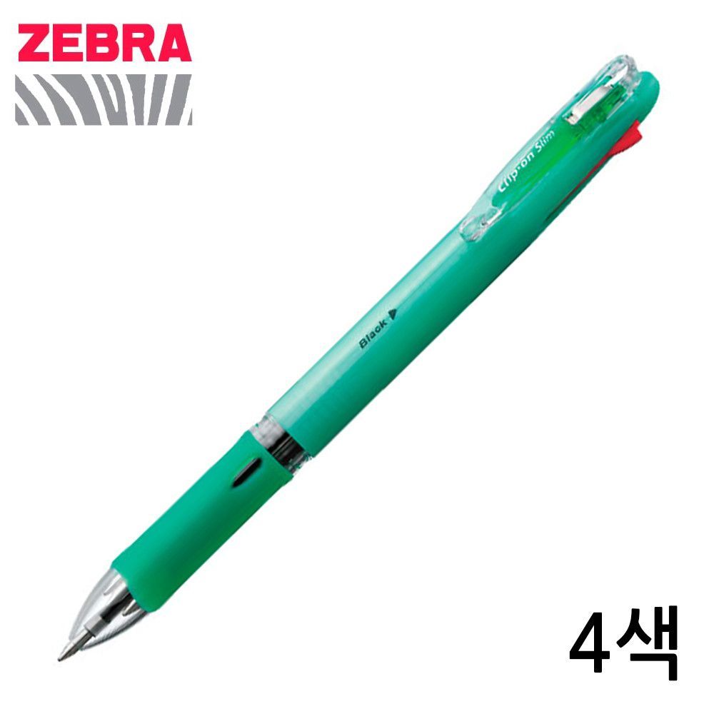 제브라 클립온 슬림4C 4색 볼펜 0.7 B4A5 파스텔그린 - 메인 이미지