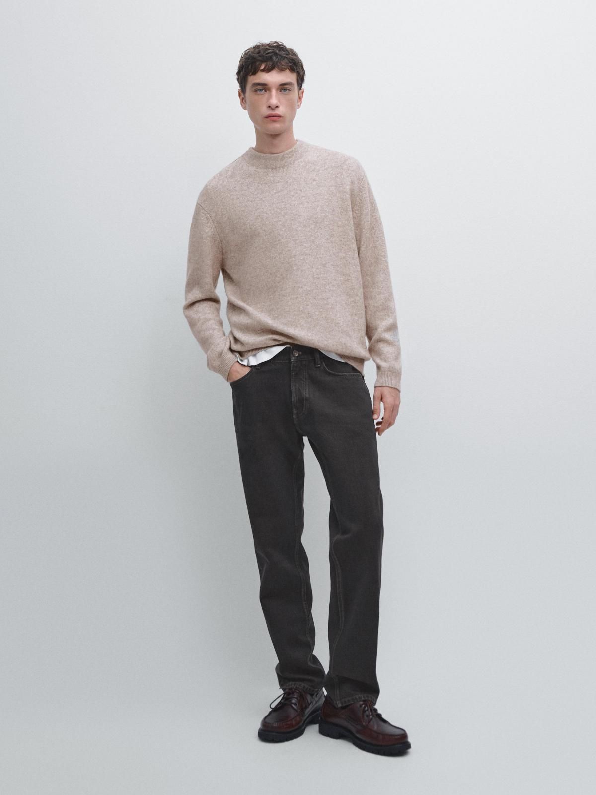 마시모두띠 울블렌드 라운드 니트 남성 베이직 스웨터 1085/233 SAND BROWN - 상세 이미지 2
