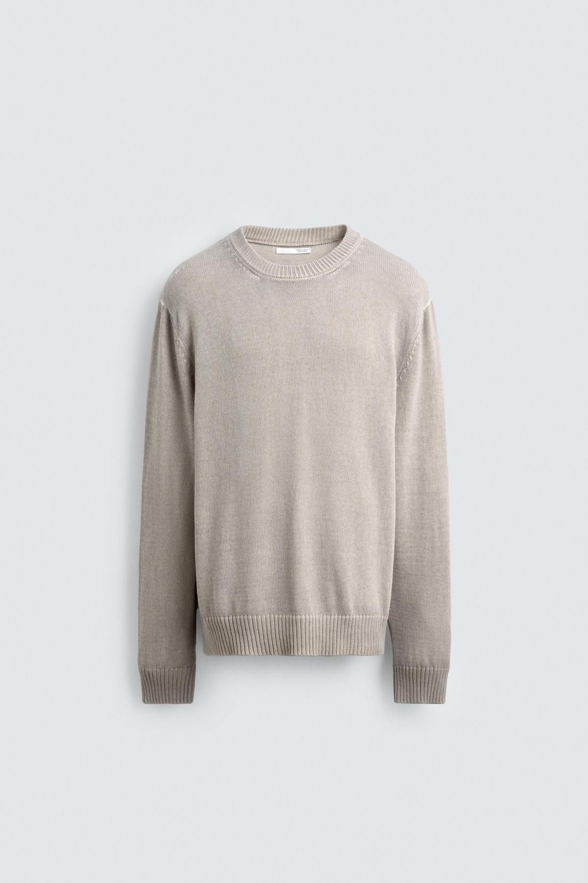 자라 워시드 텍스처 라운드 니트 스웨터 7140/309 GREY / BLUE - 메인 이미지