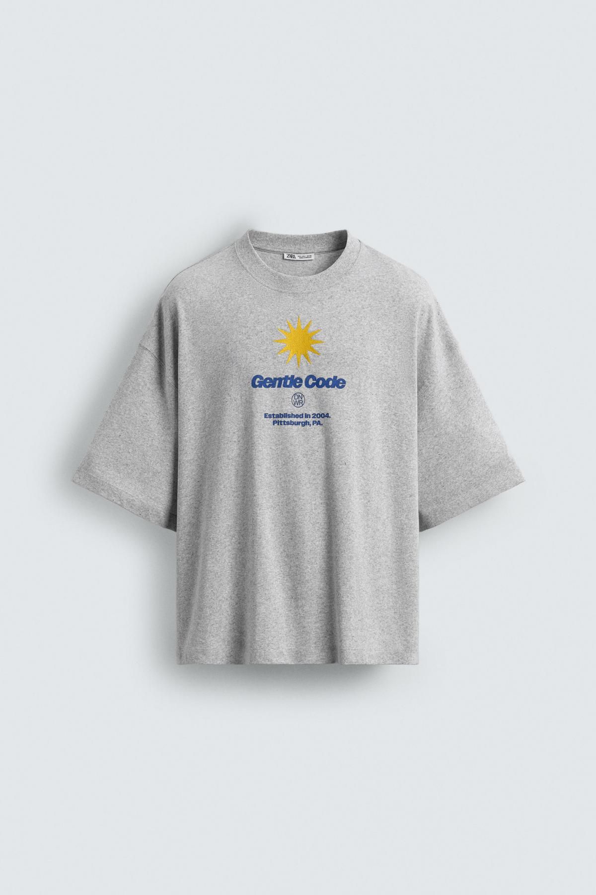 자라 프린트 오버핏 라운드 반팔 티셔츠 6224/387 GREY MARL - 메인 이미지