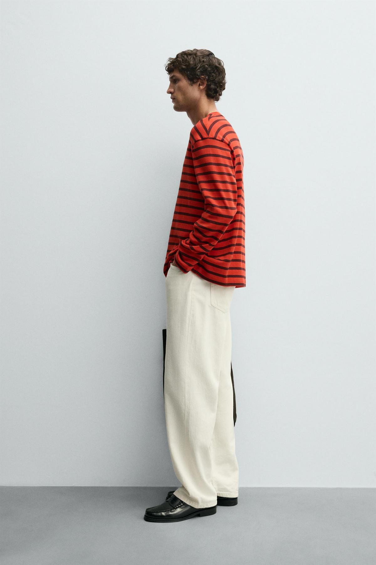 자라 스트라이프 레드 테크니컬 긴팔 티셔츠 4087/349 RED / BLACK - 상세 이미지 5