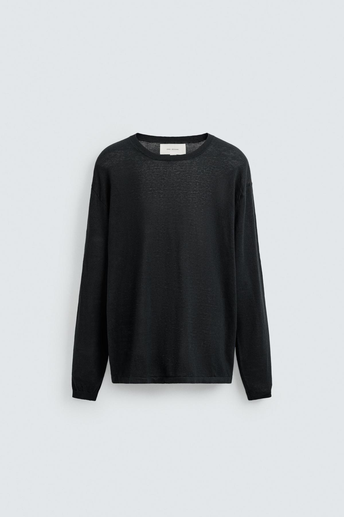 자라 라이트웨이트 헴프 라운드 니트 스웨터 2142/422 NAVY BLUE - 메인 이미지