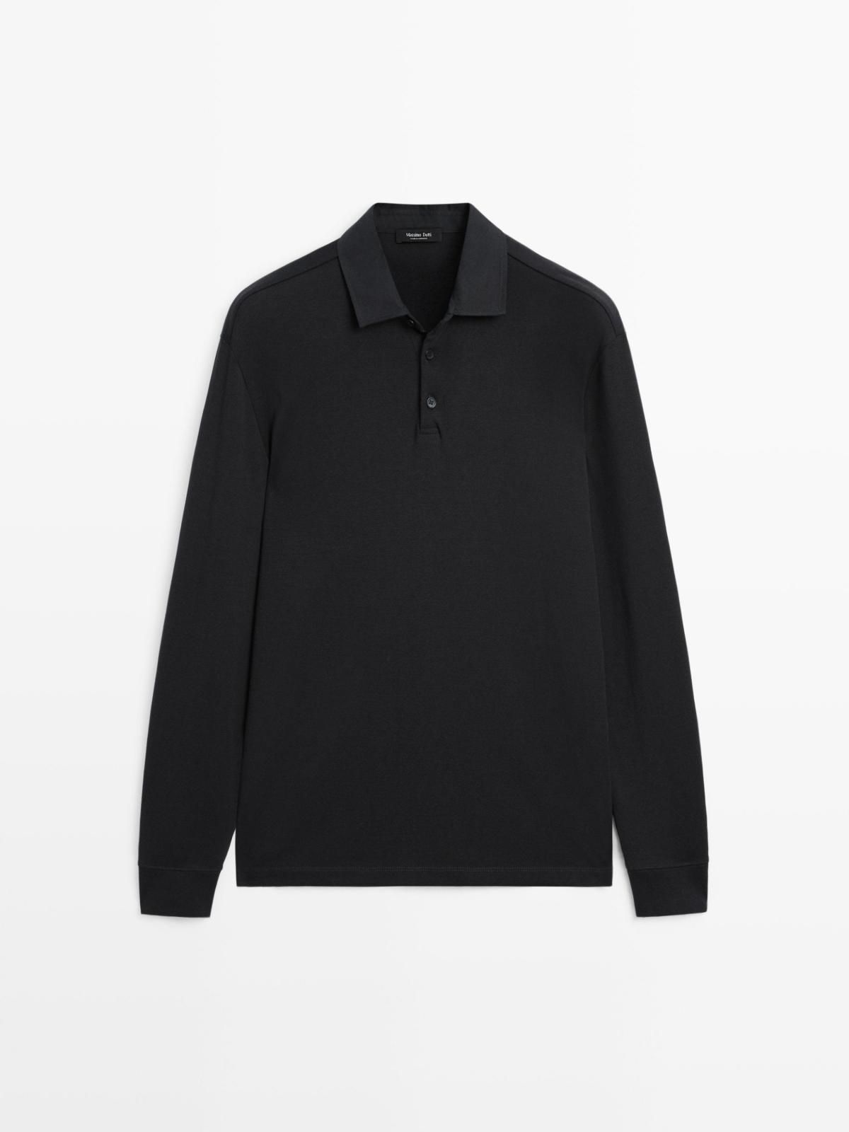 마시모두띠 베이직 긴팔 테크니컬 블랙 폴로 셔츠 0583/151 NAVY BLUE - 상품 이미지