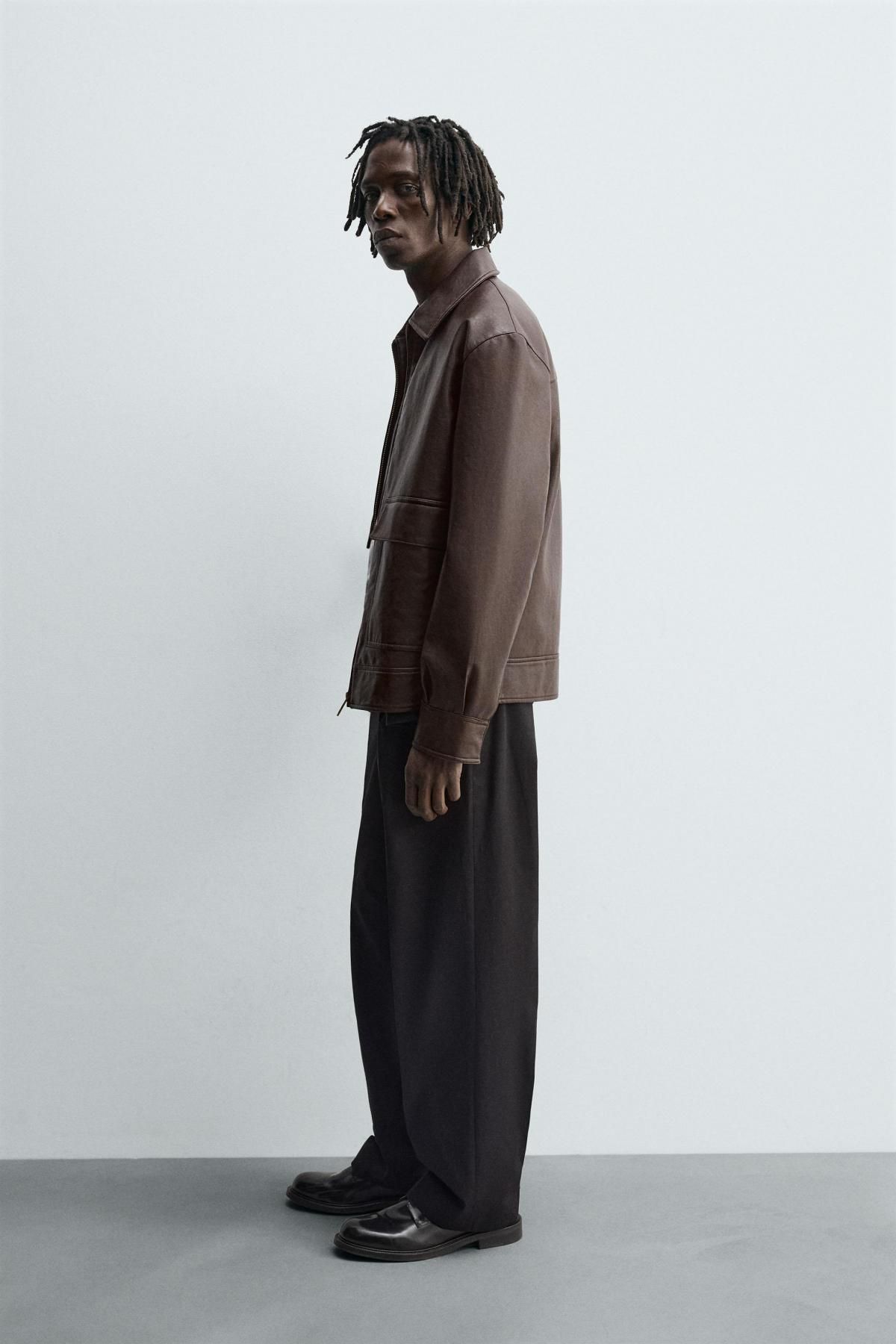 자라 테크니컬 페이크 레더 오버셔츠 자켓 3548/160 BROWN - 상세 이미지 5