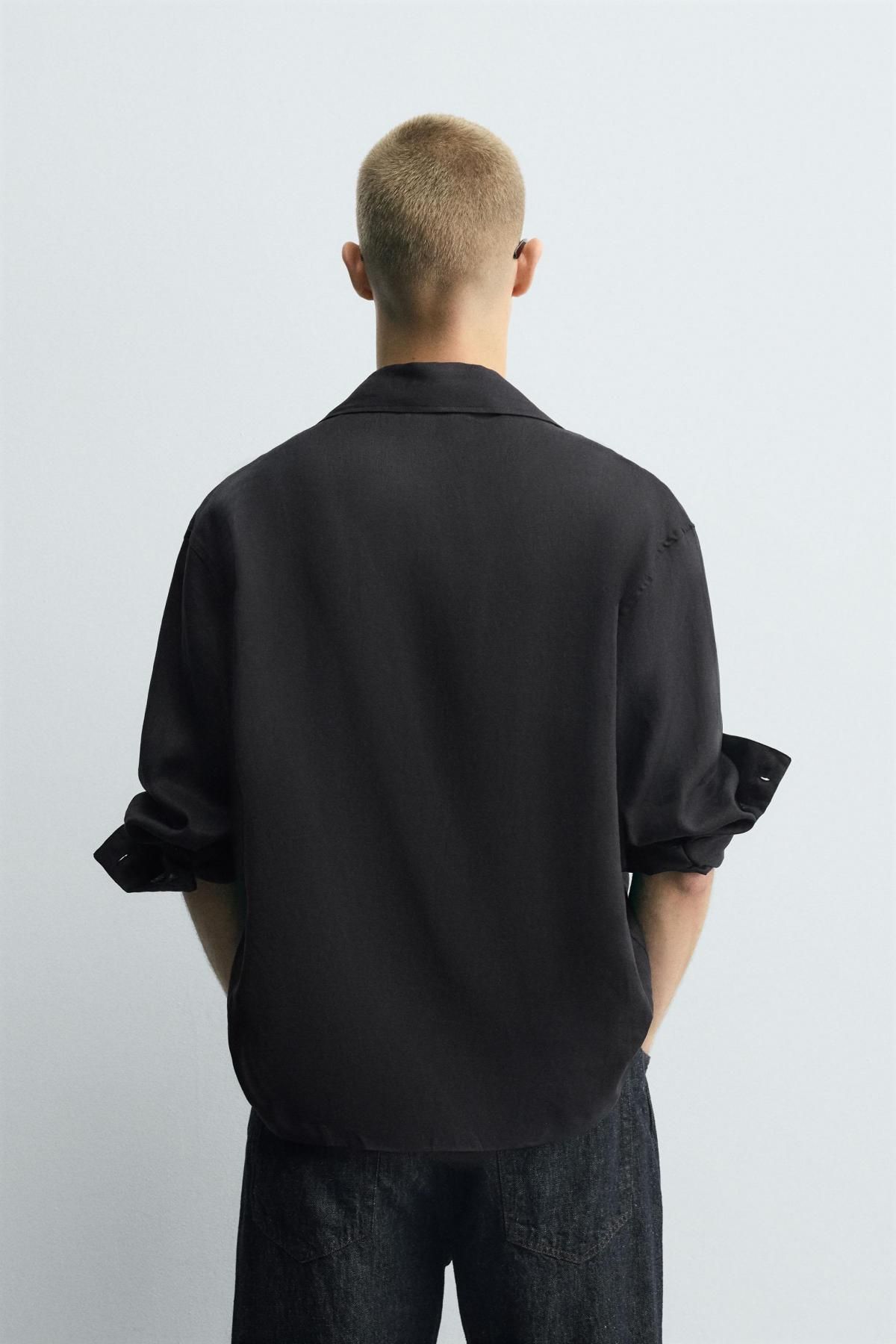 자라 블랙 린넨 긴팔 셔츠 5901/010 BLACK - 상세 이미지 4