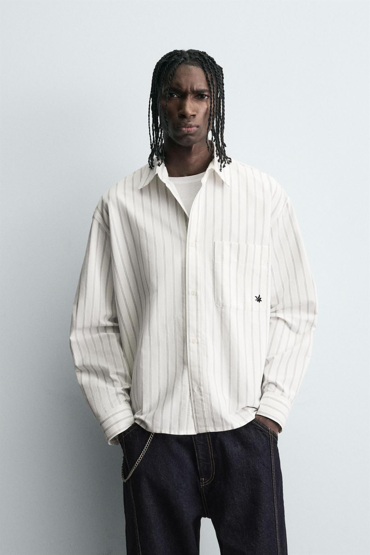 자라 스트라이프 오버핏 코튼 긴팔 셔츠 7446/316 STRIPED - 상세 이미지 3