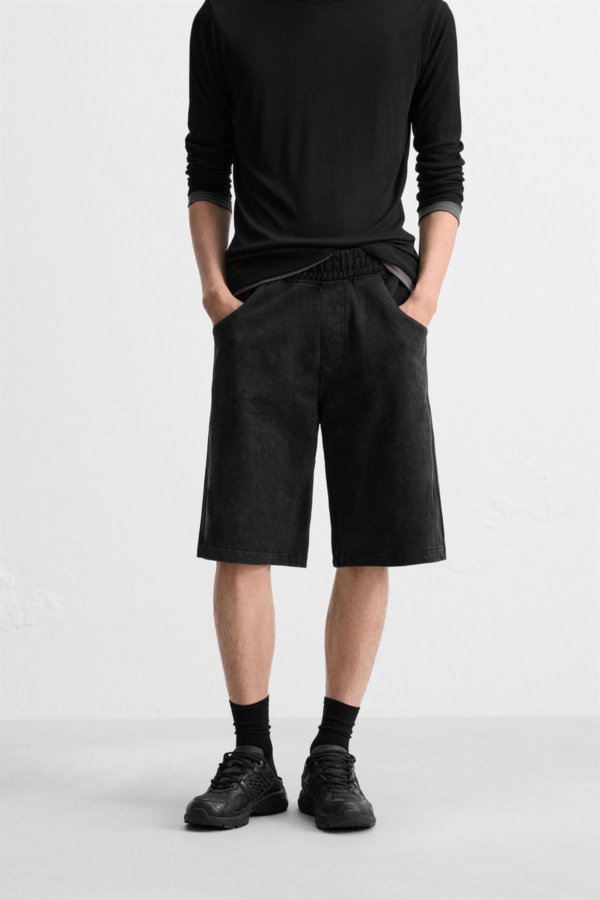 자라 베기핏 조거 밴딩 버뮤다 반바지 4729/999 DARK ANTHRACITE - 상세 이미지 3