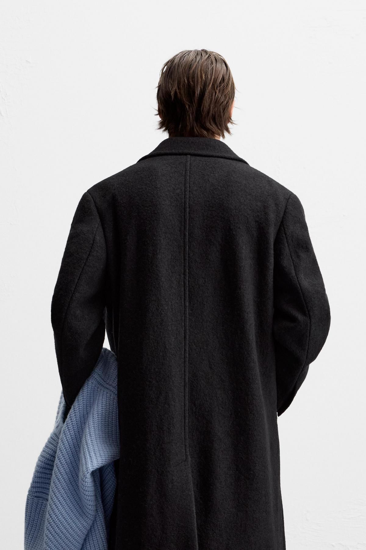 자라 부클레 텍스처 울 코트 9621/160 BLACK - 상세 이미지 4