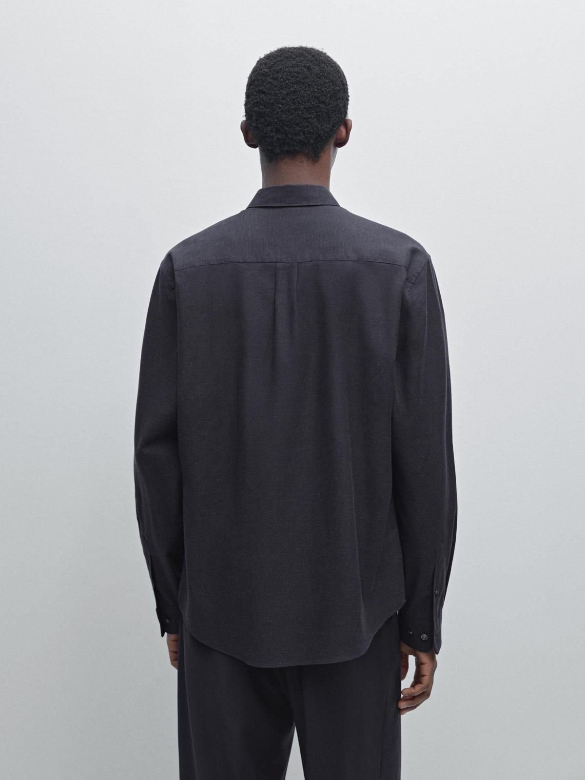 마시모두띠 멜란지 레귤러핏 옥스포드 긴팔 셔츠 1765/263 NAVY BLUE - 상세 이미지 4