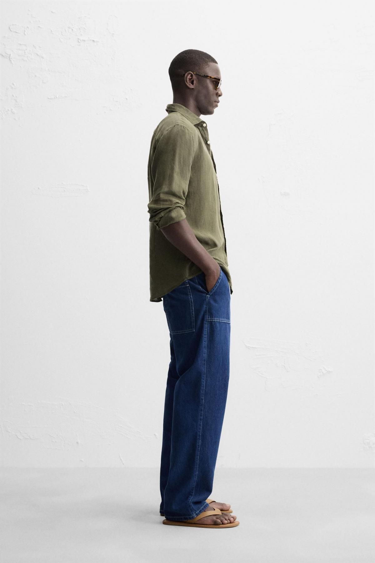 자라 린넨 클래식 긴팔 셔츠 3090/010 DARK OLIVE - 상세 이미지 5
