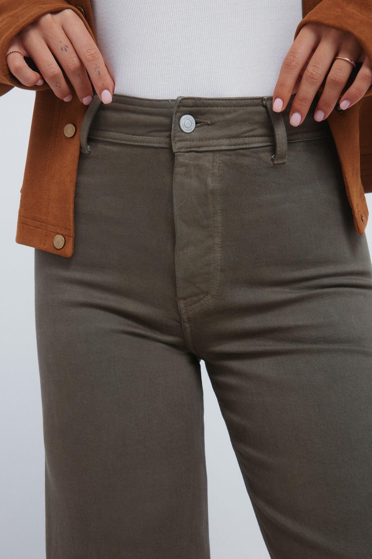 스프링필드 하이웨이스트 와이드 부츠컷 데님 팬츠 6832083 KAKI - 상세 이미지 4