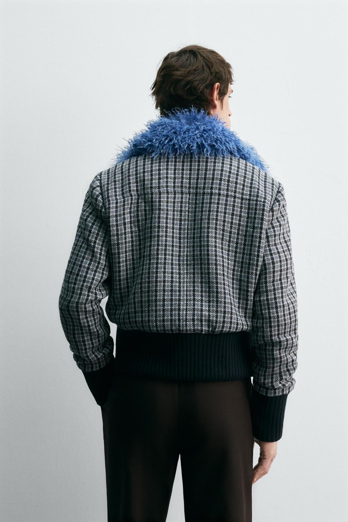 자라 체크 블루 퍼카라 봄버 재킷 X 해리 램버트 디즈니 6476/058 BROWN-BLUE - 상세 이미지 4