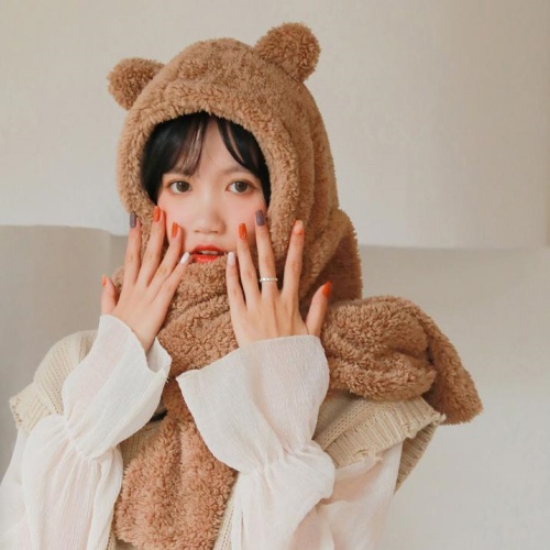 곰돌이 후드 머플러 모자 목돌이 이미지 8