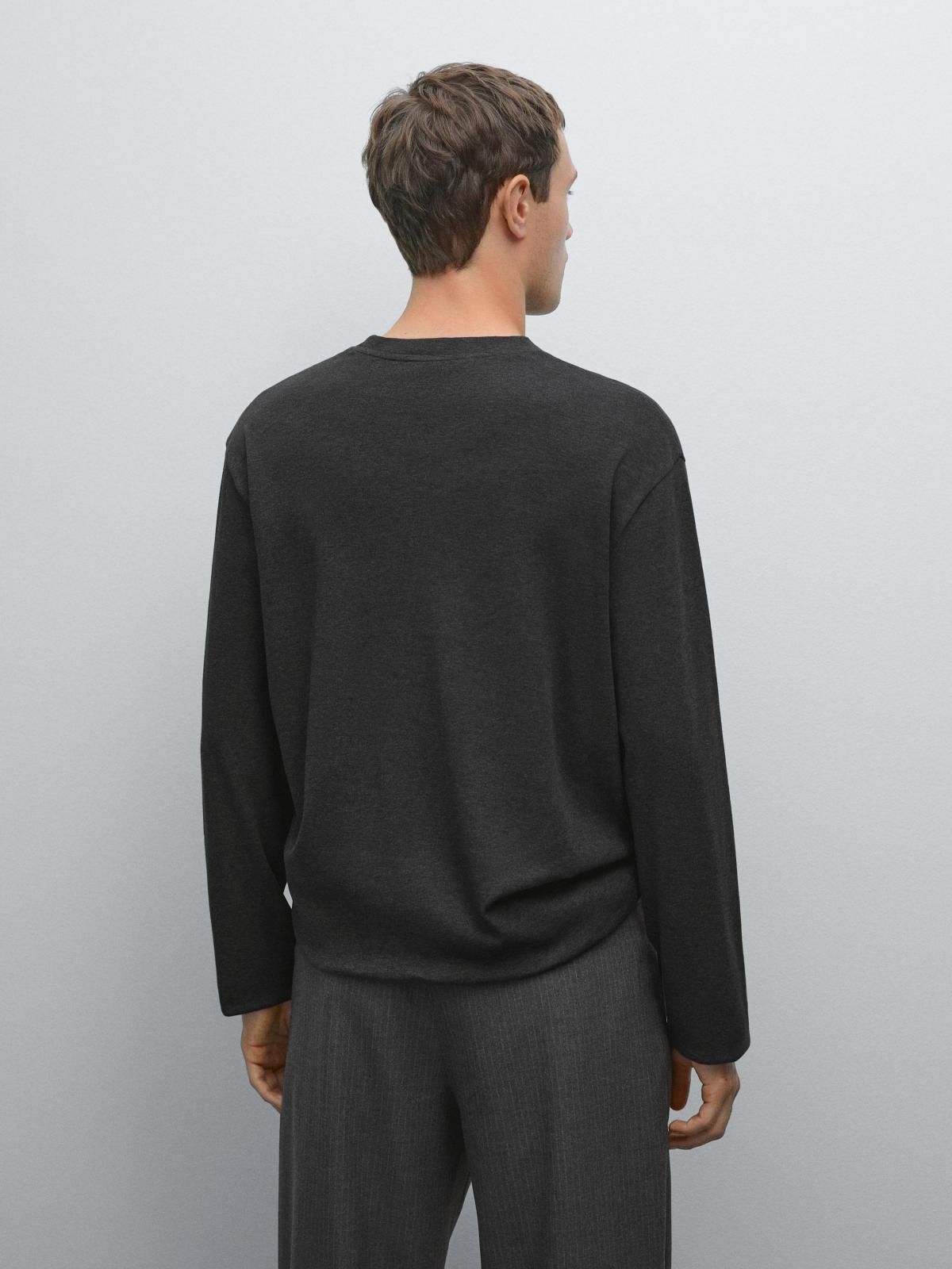 마시모두띠 미니멀 베이직 코튼 긴팔 티셔츠 0516/150 ANTHRACITE GREY - 상세 이미지 4