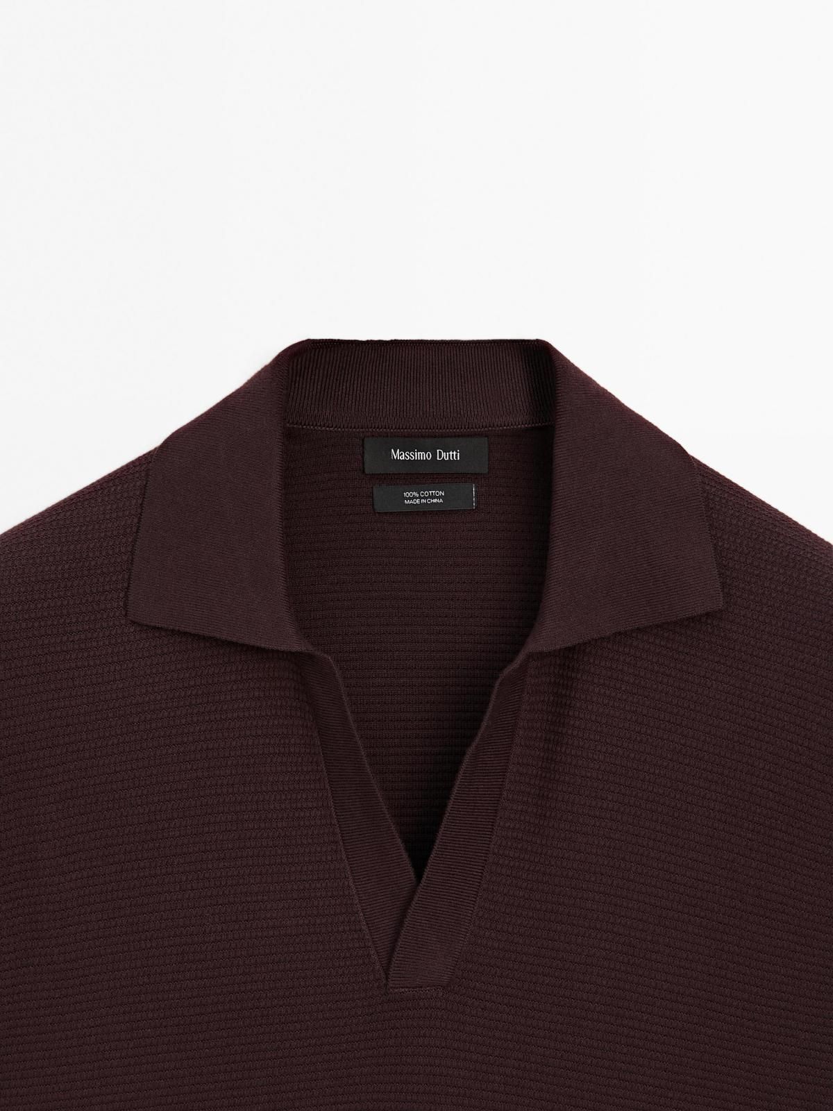 마시모두띠 텍스처 브이넥 니트 폴로 반팔 티셔츠 0997/213 BURGUNDY - 상세 이미지 3
