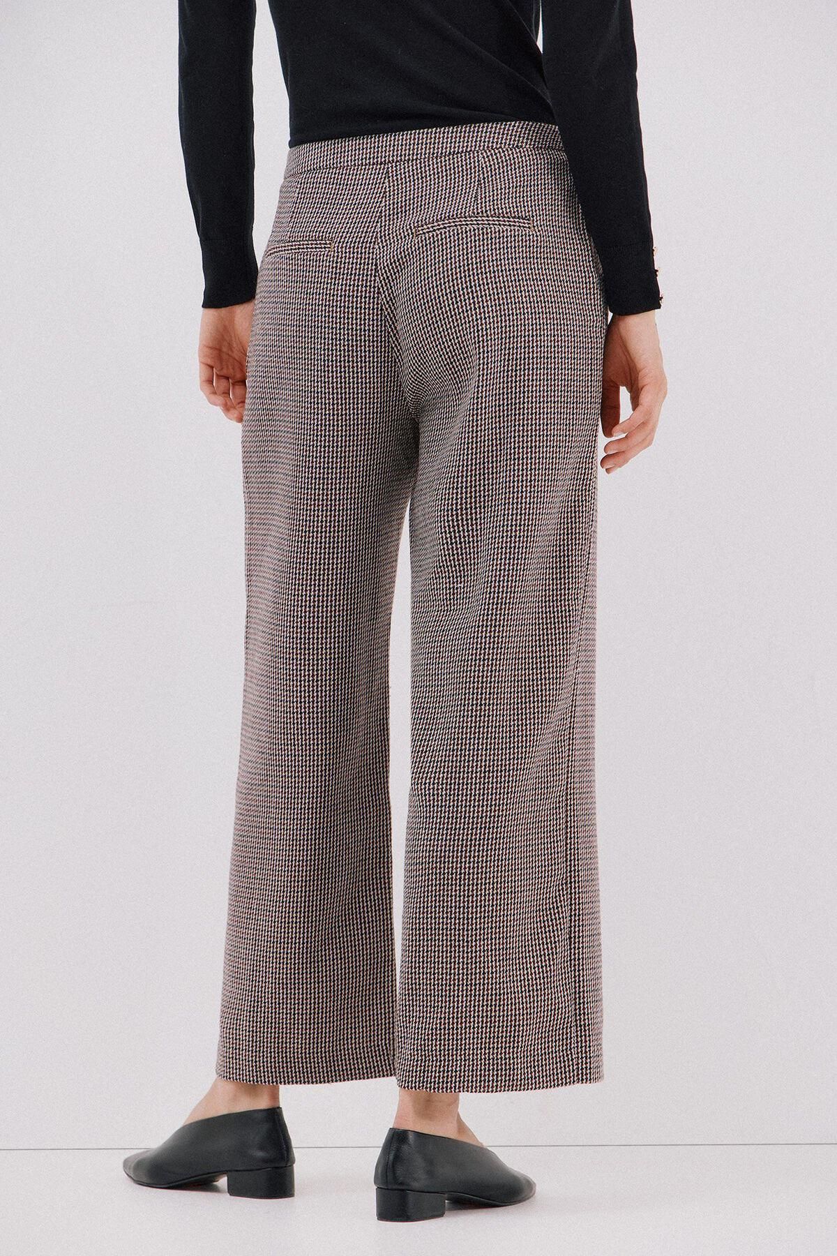 꼬르떼피엘 체크 와이드 크롭 팬츠 골드버튼 8722335 ESTAMPADO GRANATE - 상세 이미지 5