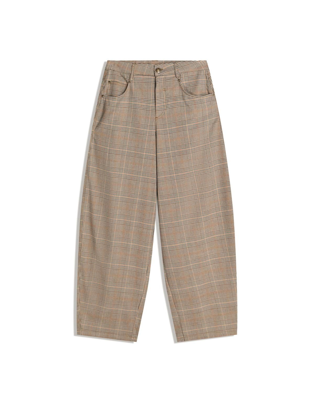 버쉬카 체크 와이드 배럴 레그 팬츠 5154/741 BROWN - 상품 이미지