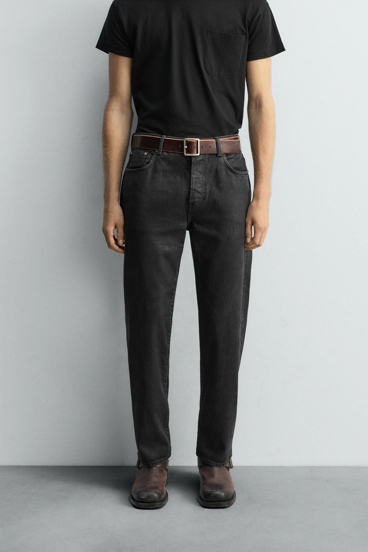 자라 프리미엄 스트레이트 블랙 데님 크롭 청바지 5155/300 BLACK - 메인 이미지