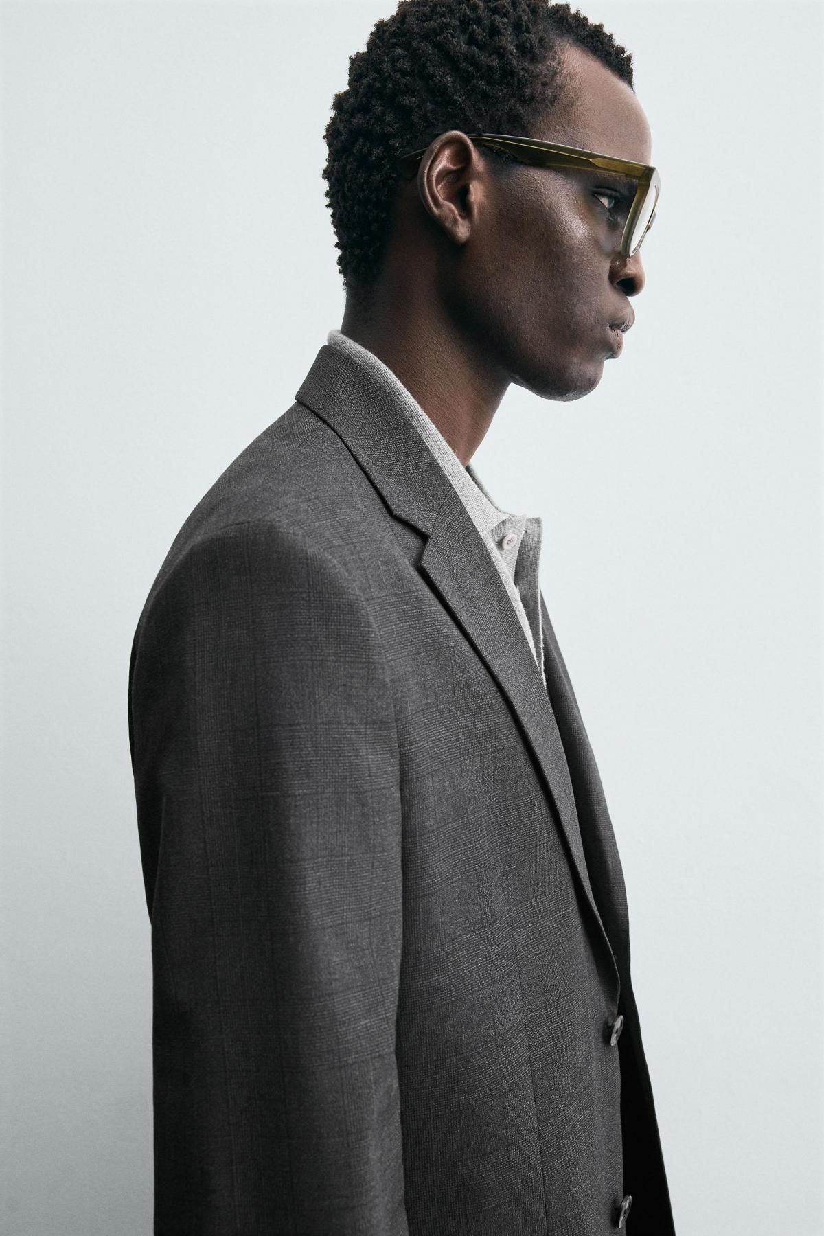 자라 체크 클래식 테일러드 블레이저 1564/350 ANTHRACITE GREY 이미지 7