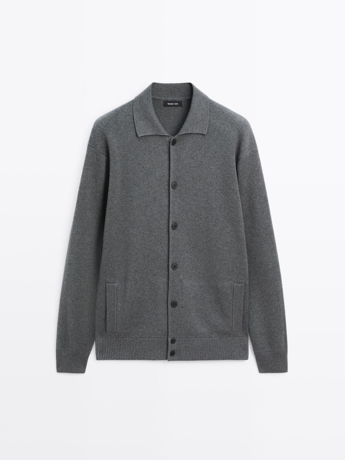 마시모두띠 라이트그레이 100 코튼 니트 가디건 1036/201 MEDIUM GREY - 상품 이미지