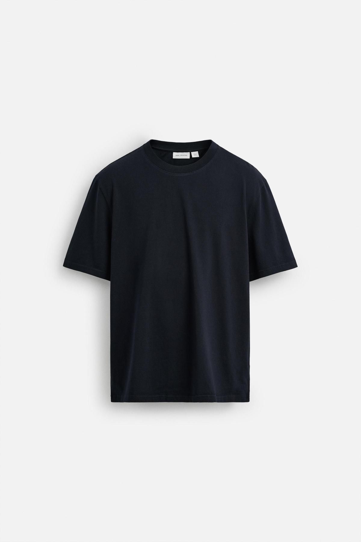 자라 슬림핏 미디엄 웨이트 티셔츠 1501/430 NAVY BLUE - 메인 이미지