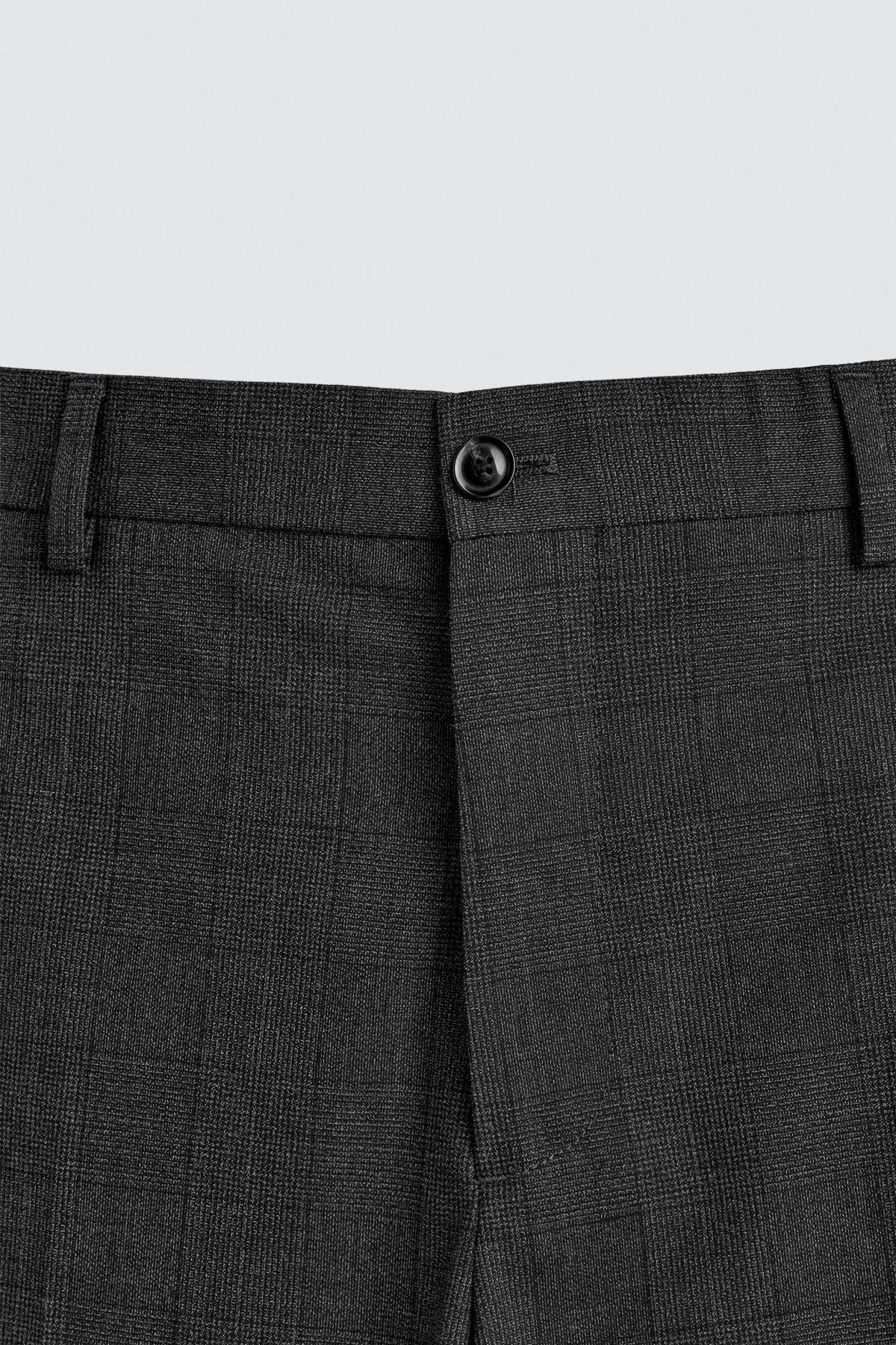 자라 슬림핏 체크 울 블렌드 정장 팬츠 1564/351 ANTHRACITE GREY 이미지 8