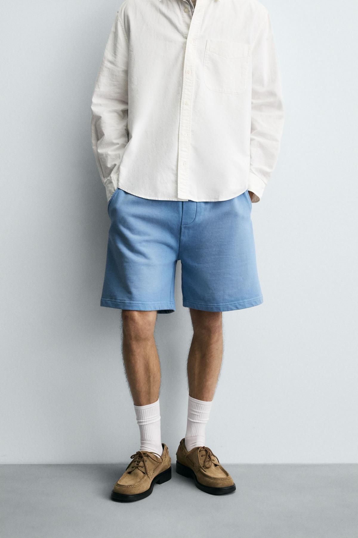 자라 스프레이워싱 릴랙스핏 버뮤다 반바지 4729/305 LIGHT BLUE - 상세 이미지 3