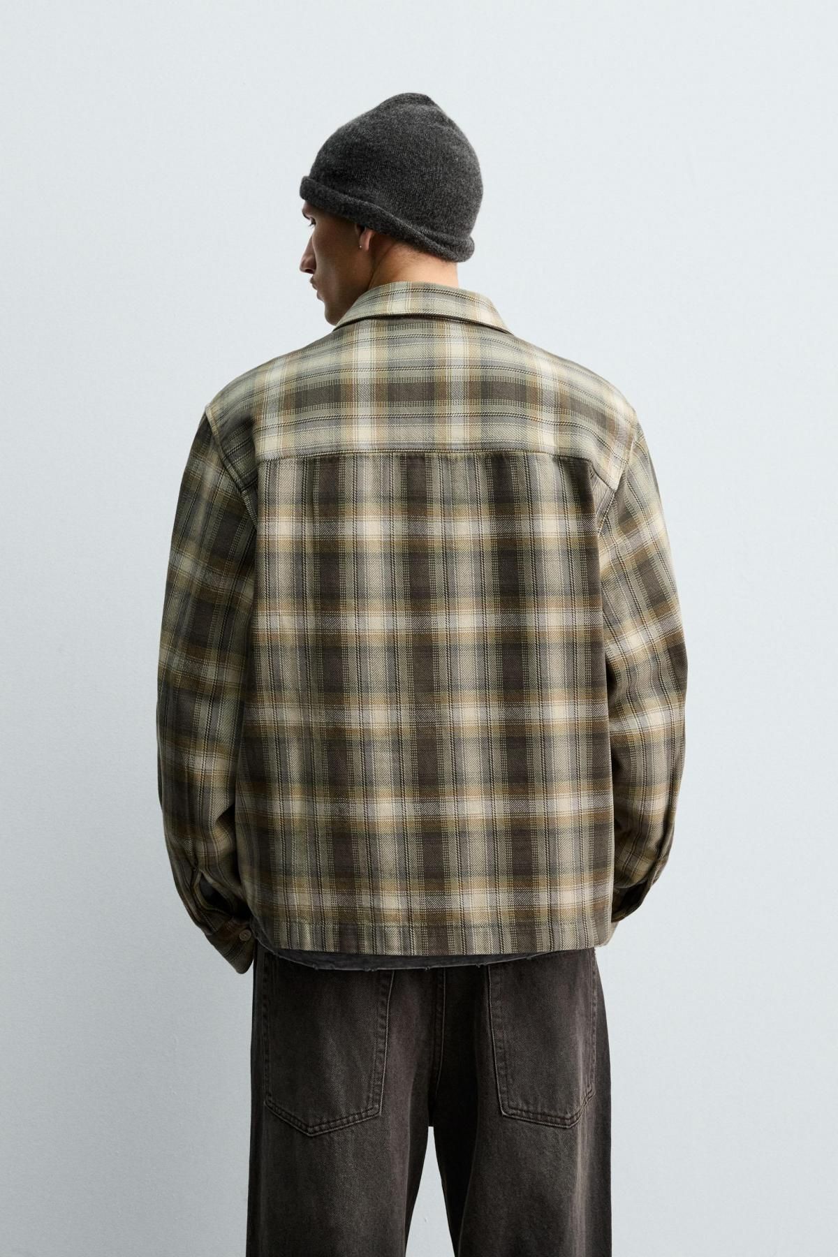 자라 체크 릴렉스핏 오버셔츠 7446/331 GREEN - 상세 이미지 4