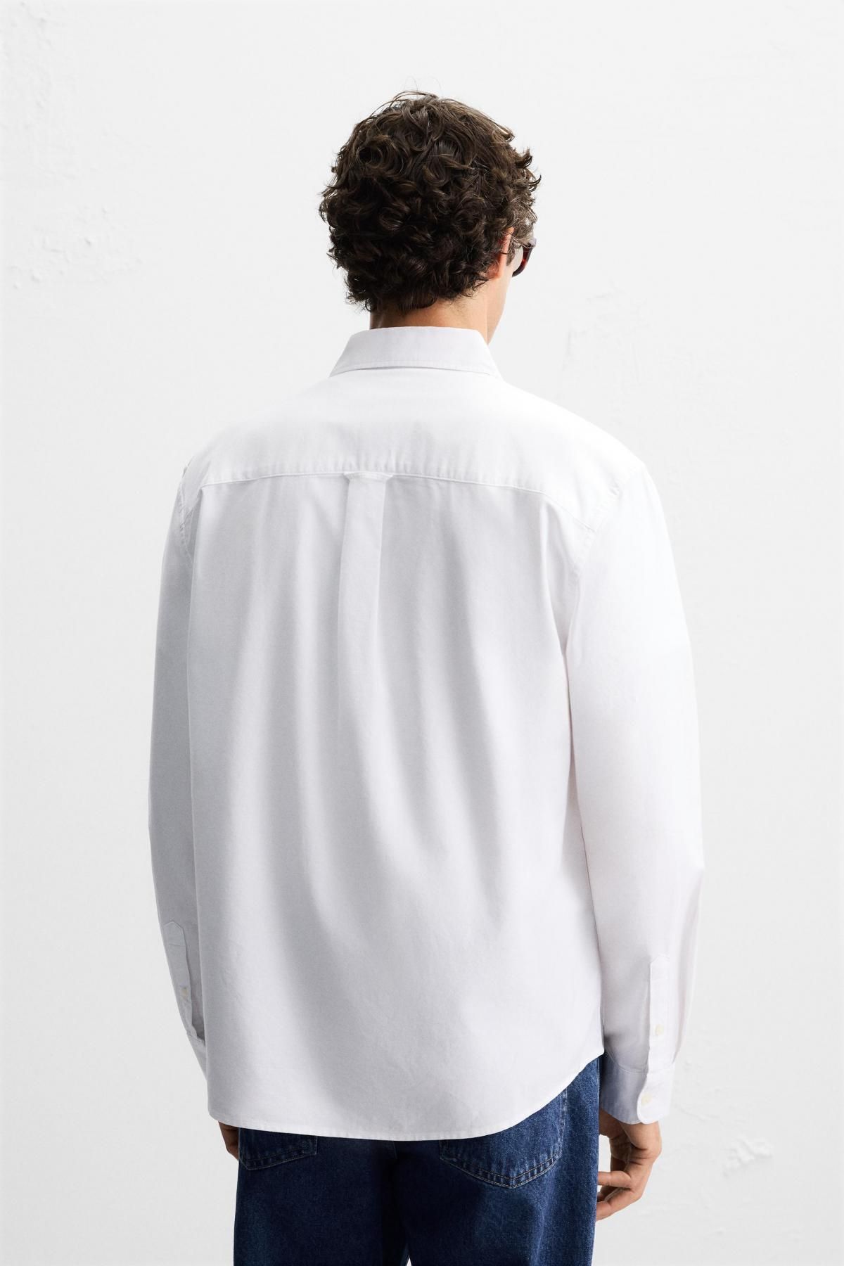 자라 레귤러핏 테크니컬 옥스포드 코튼 긴팔 셔츠 1063/417 WHITE - 상세 이미지 4