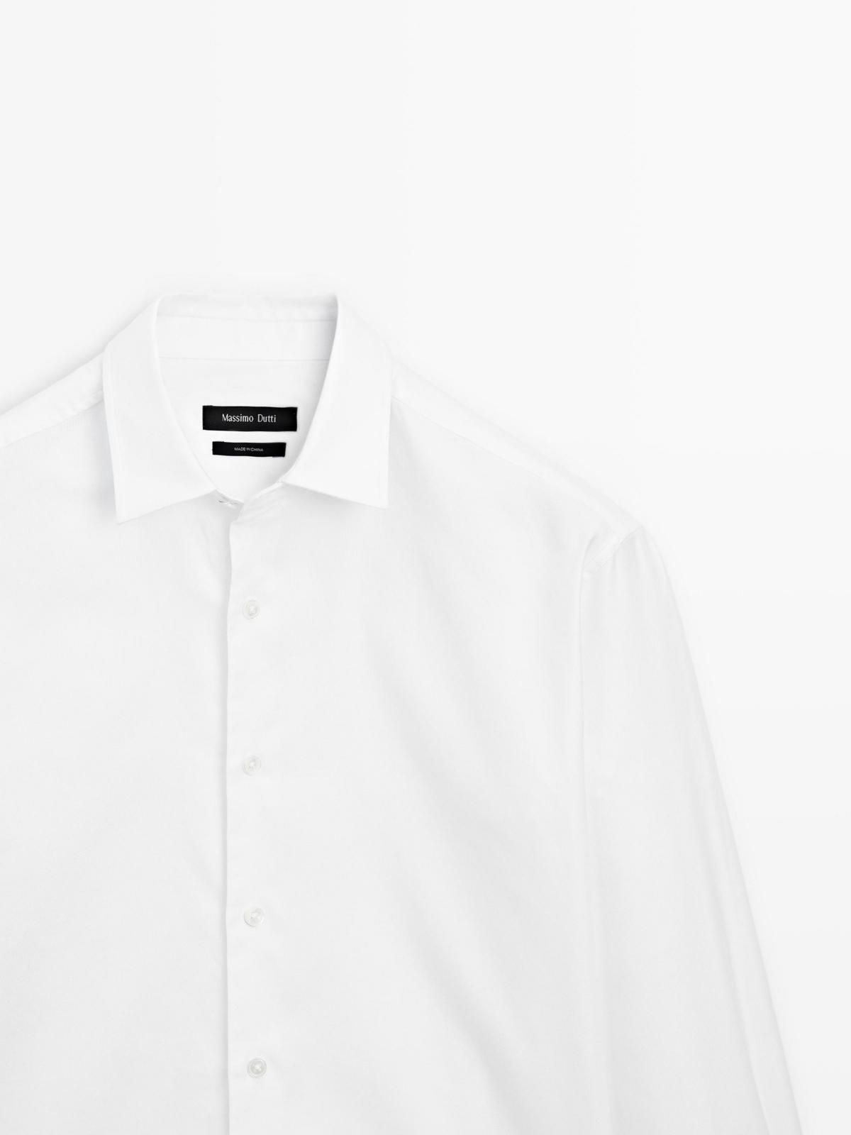 마시모두띠 화이트 텍스처 레귤러핏 코튼 긴팔 셔츠 1741/294 WHITE - 상세 이미지 4