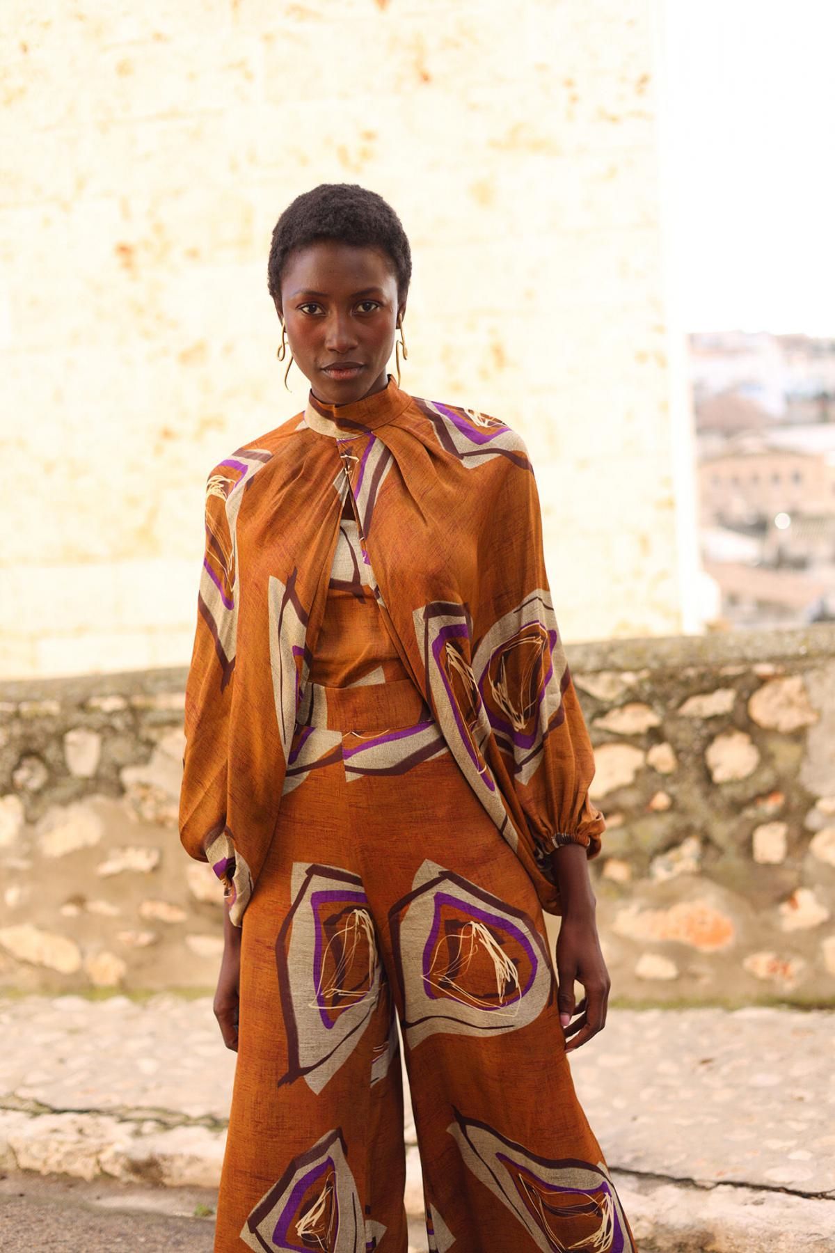 파남비 에스닉 패턴 와이드 플루이드 팬츠 3722215 ESTAMPADO BEIGE - 상세 이미지 2